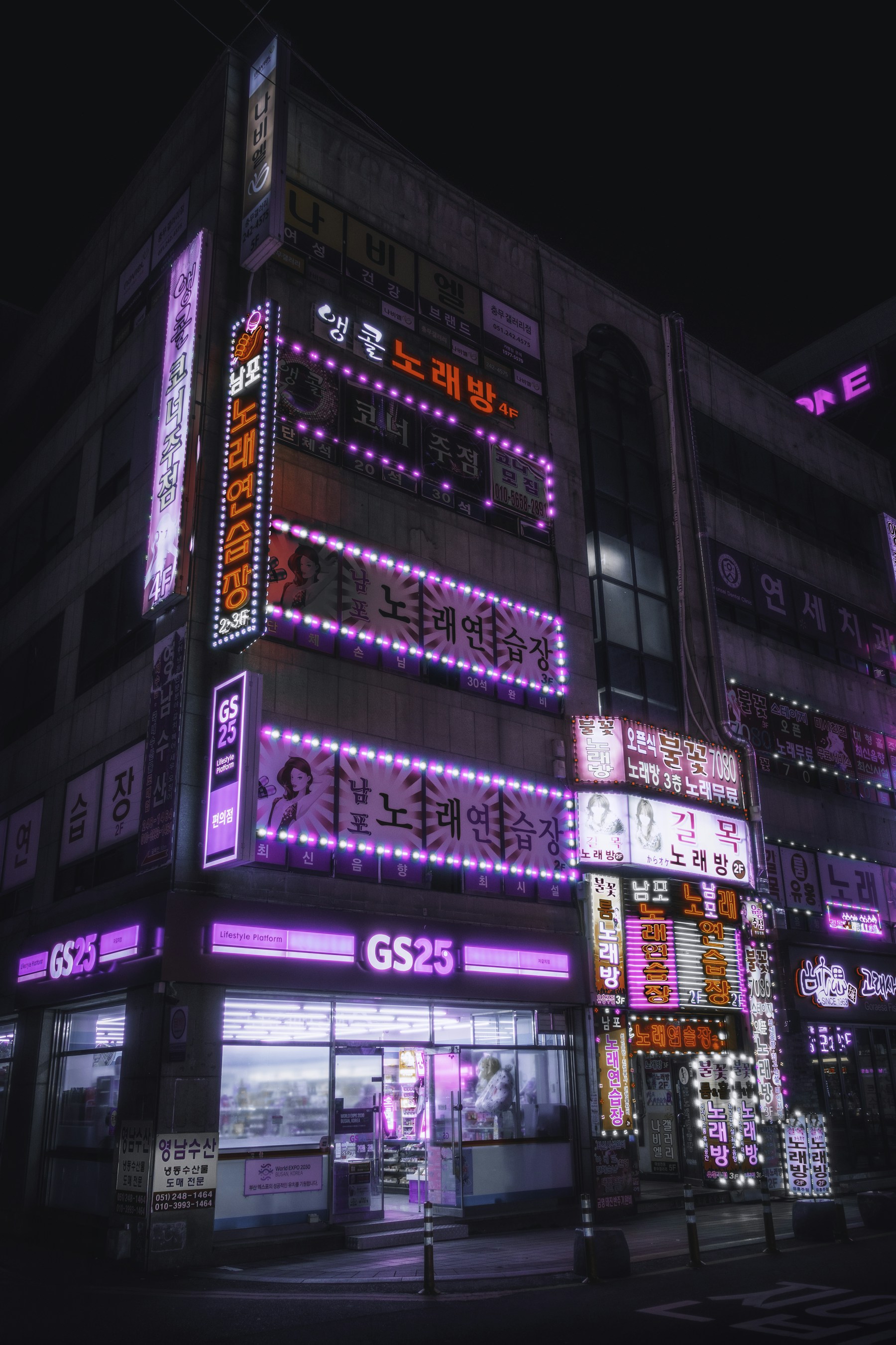 Neon tabelalarla aydınlanan gece şehri