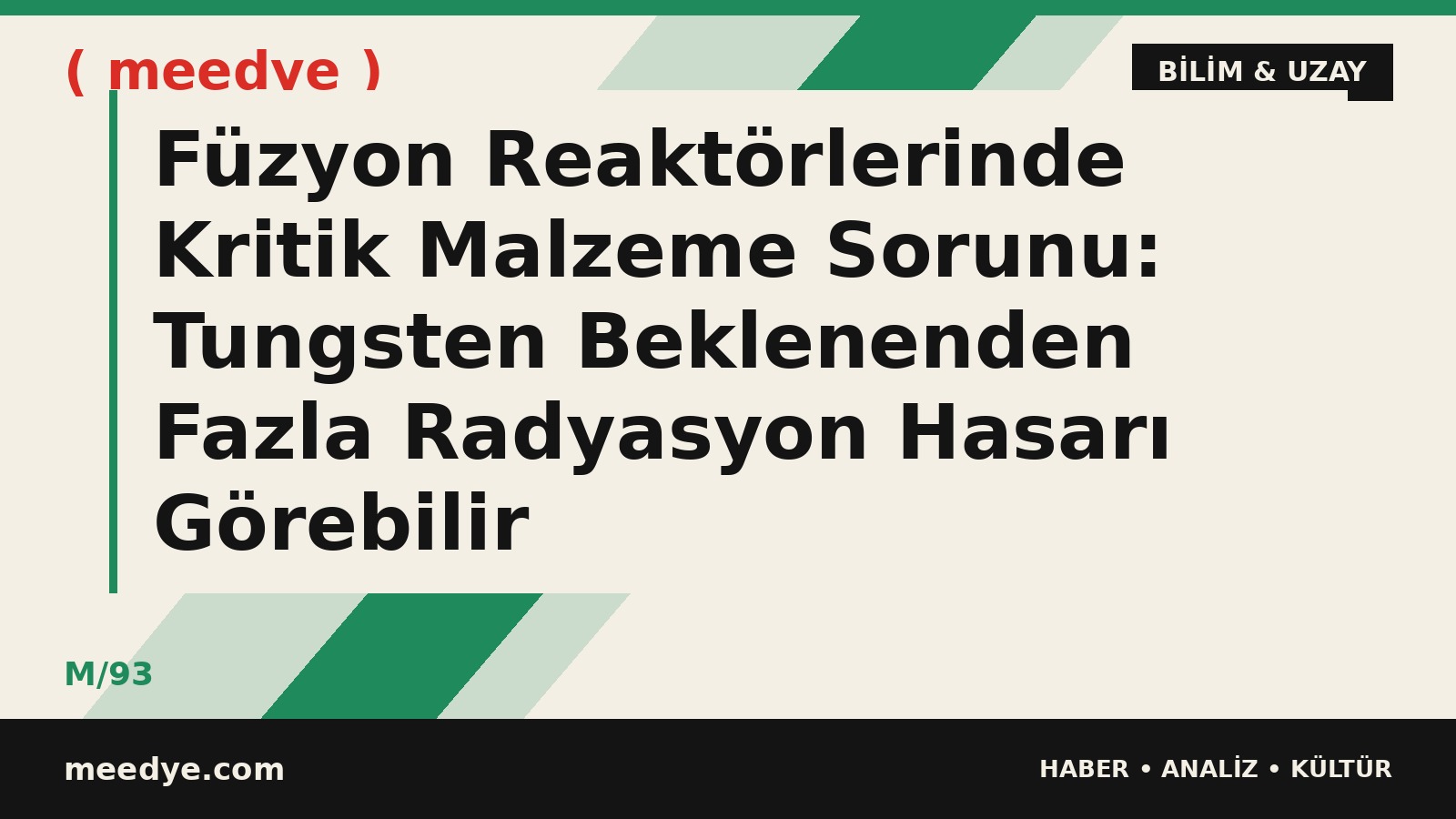 Füzyon Reaktörlerinde Kritik Malzeme Sorunu: Tungsten Beklenenden Fazla Radyasyon Hasarı Görebilir — Meedye editoryal görseli
