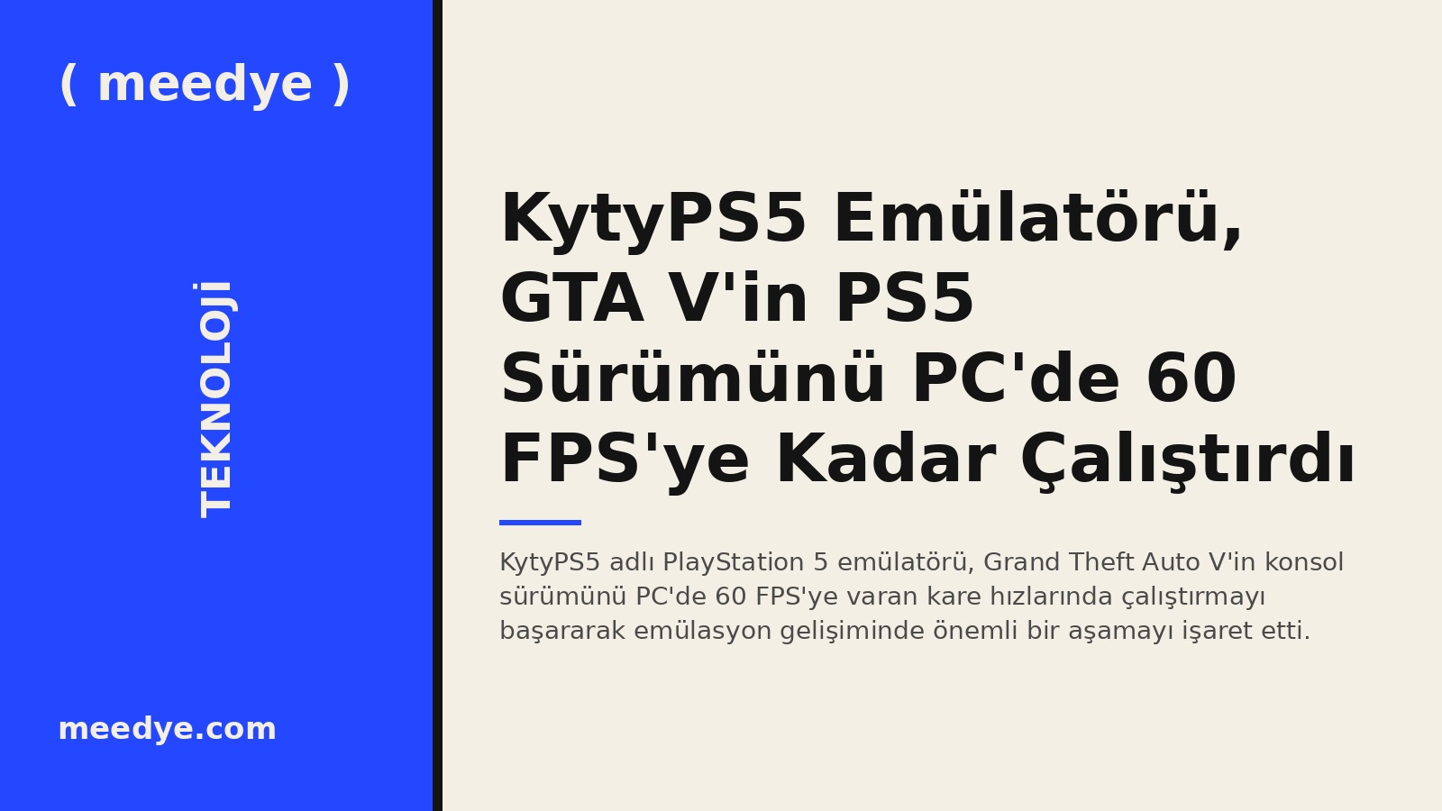 KytyPS5 Emülatörü, GTA V'in PS5 Sürümünü PC'de 60 FPS'ye Kadar Çalıştırdı — Meedye editoryal görseli