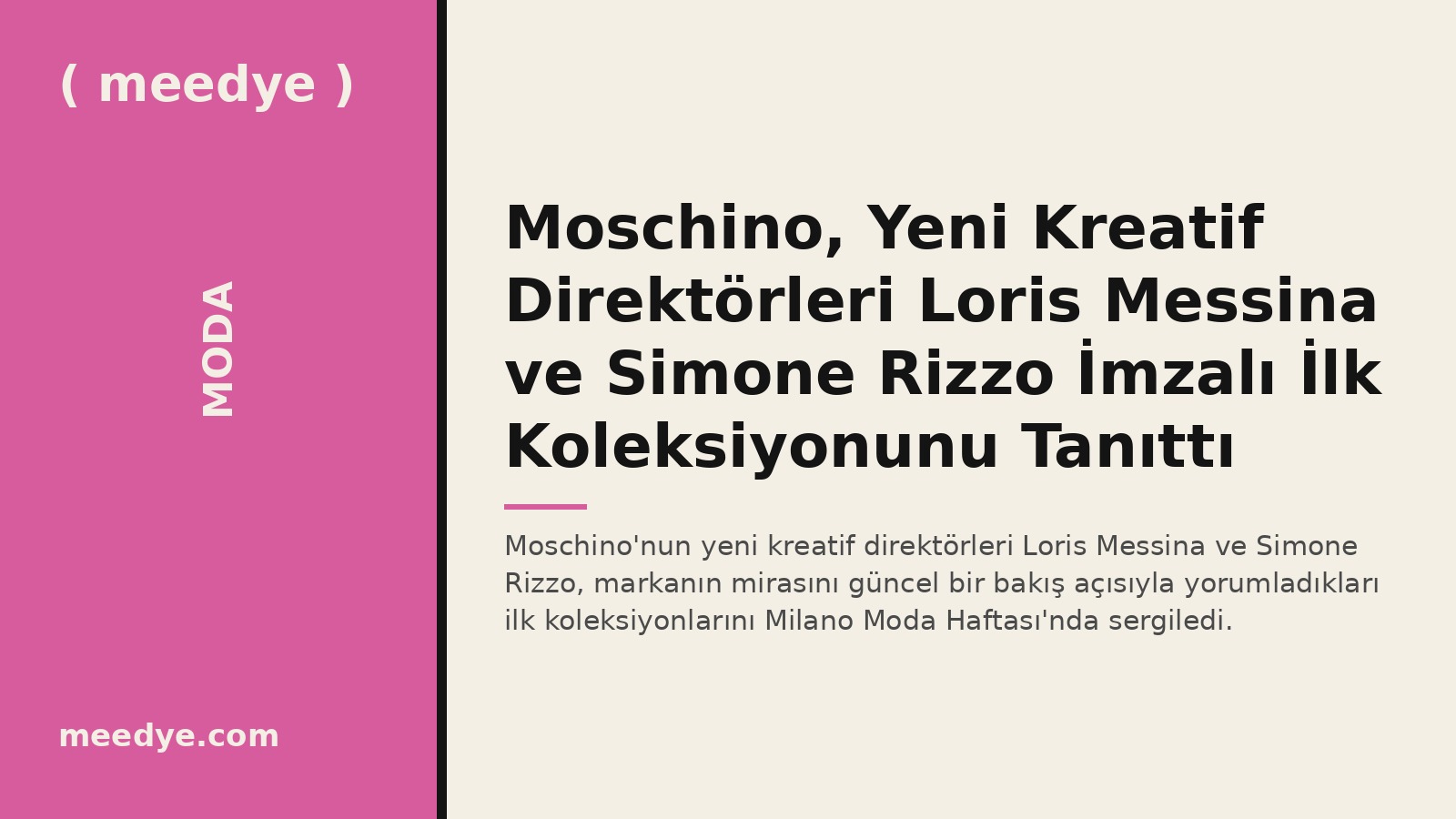Moschino, Yeni Kreatif Direktörleri Loris Messina ve Simone Rizzo İmzalı İlk Koleksiyonunu Tanıttı — Meedye editoryal görseli