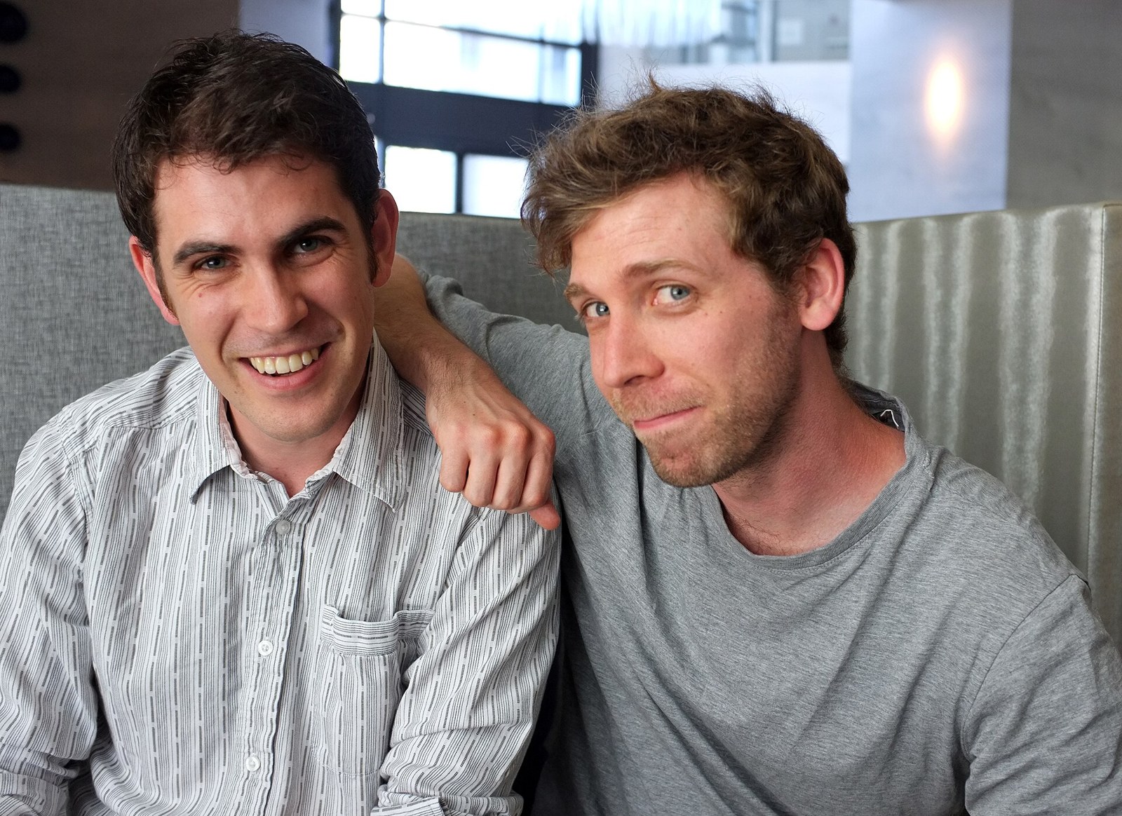 Arşiv fotoğrafı: Oyun geliştirme stüdyosu Hello Games'ten Sean Murray (solda) ve Grant Duncan, yaklaşık 2012.