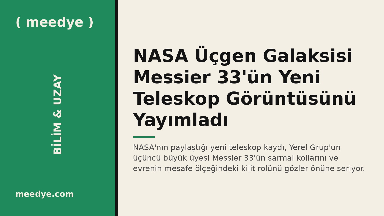 NASA Üçgen Galaksisi Messier 33'ün Yeni Teleskop Görüntüsünü Yayımladı — Meedye editoryal görseli