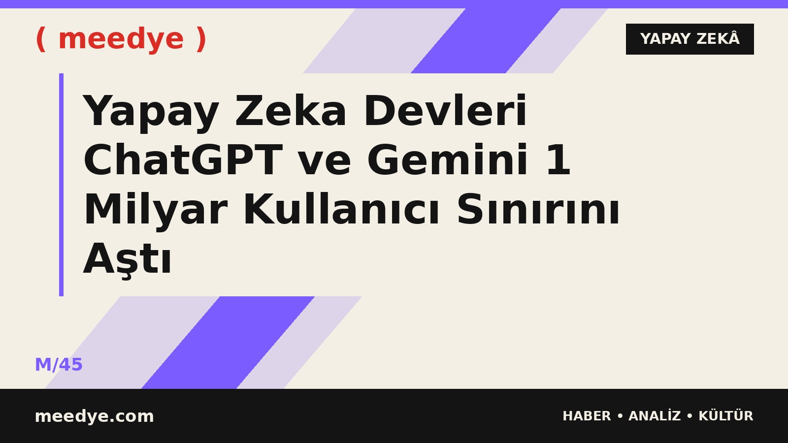 Yapay Zeka Devleri ChatGPT ve Gemini 1 Milyar Kullanıcı Sınırını Aştı — Meedye editoryal görseli