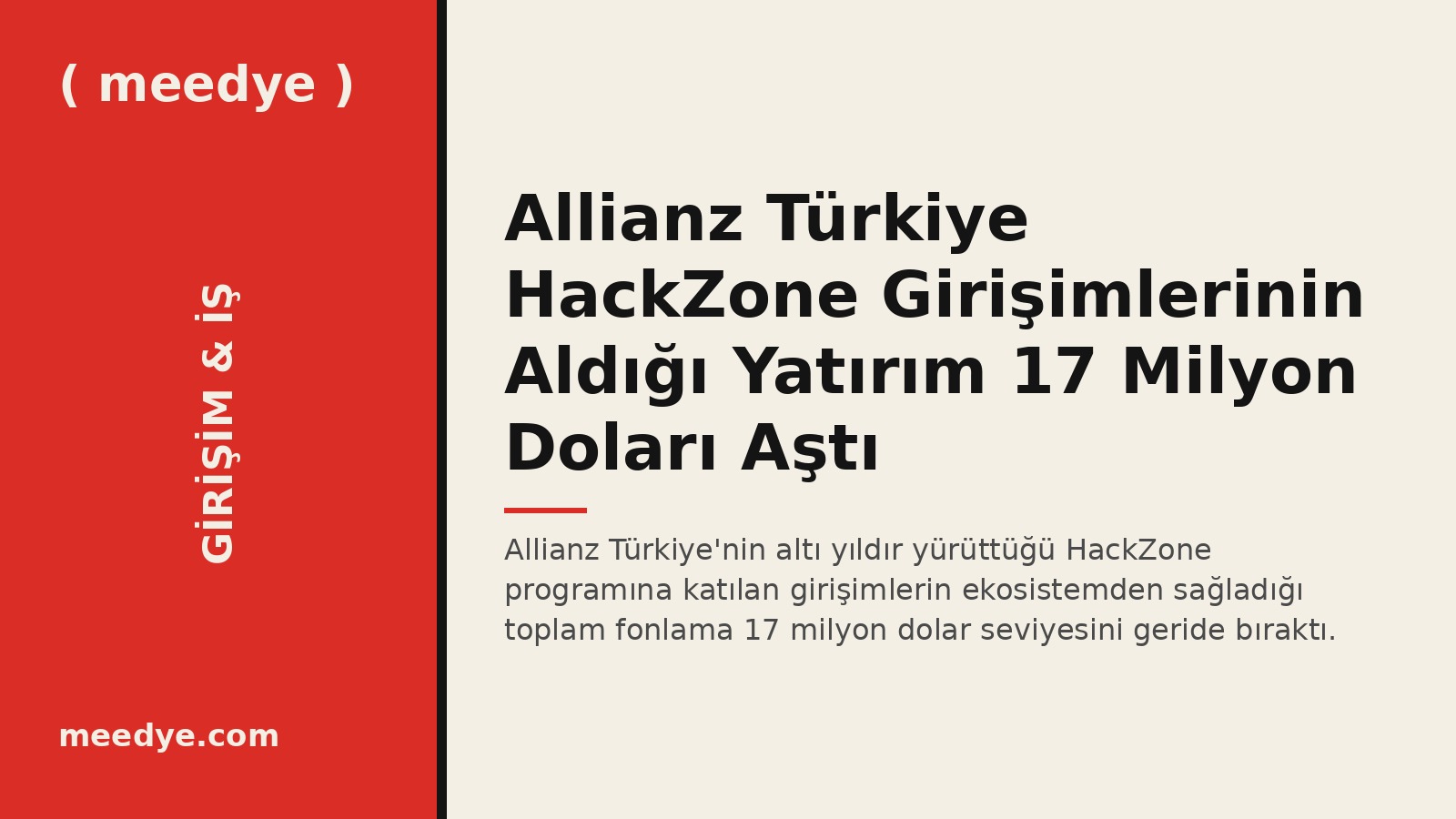 Allianz Türkiye HackZone Girişimlerinin Aldığı Yatırım 17 Milyon Doları Aştı — Meedye editoryal görseli