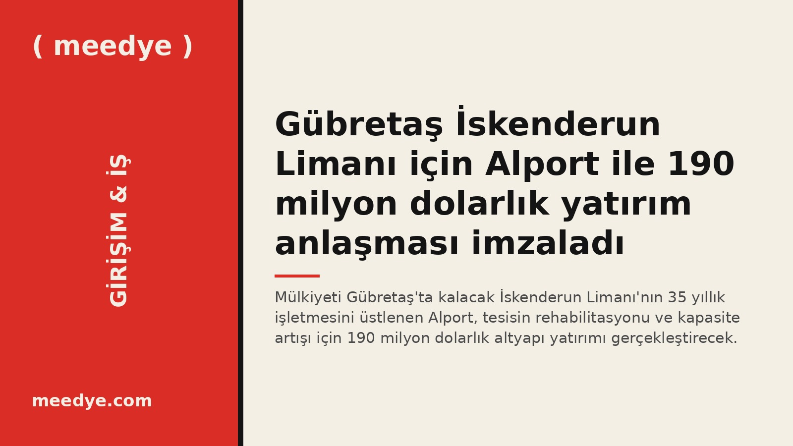 Gübretaş İskenderun Limanı için Alport ile 190 milyon dolarlık yatırım anlaşması imzaladı — Meedye editoryal görseli