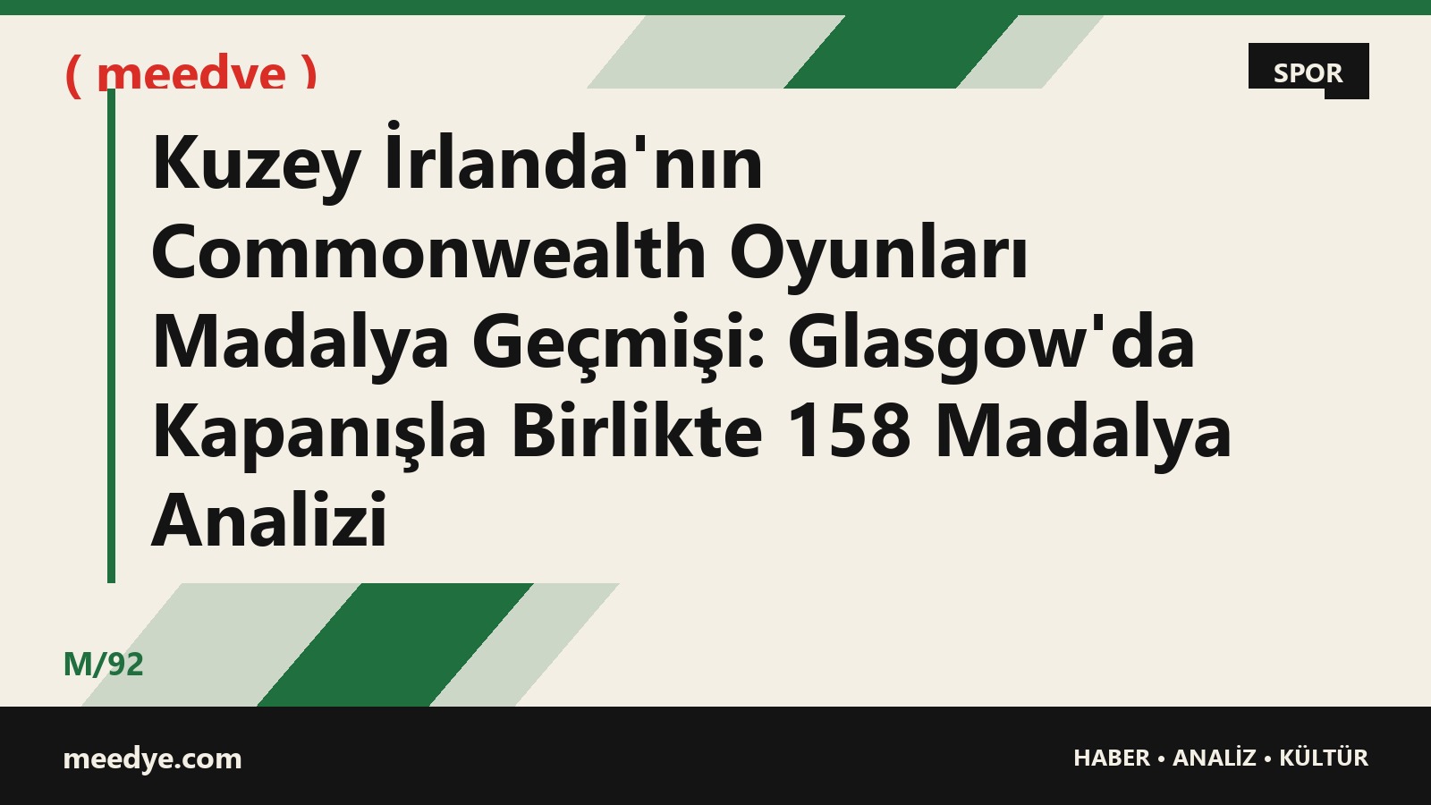 Kuzey İrlanda'nın Commonwealth Oyunları Madalya Geçmişi: Glasgow'da Kapanışla Birlikte 158 Madalya Analizi — Meedye editoryal görseli