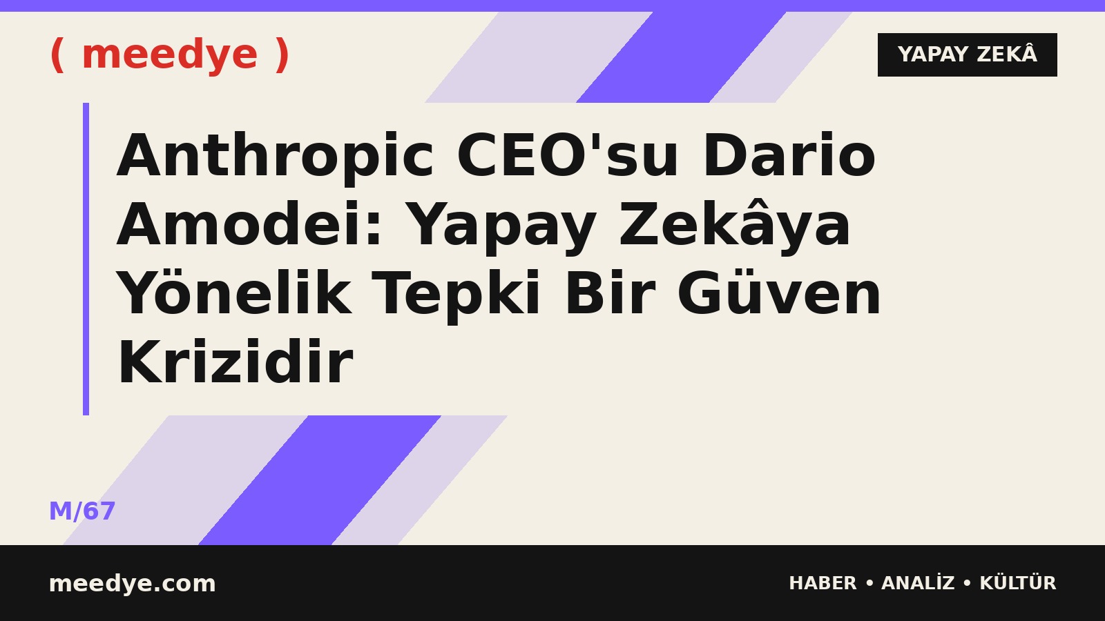Anthropic CEO'su Dario Amodei: Yapay Zekâya Yönelik Tepki Bir Güven Krizidir — Meedye editoryal görseli