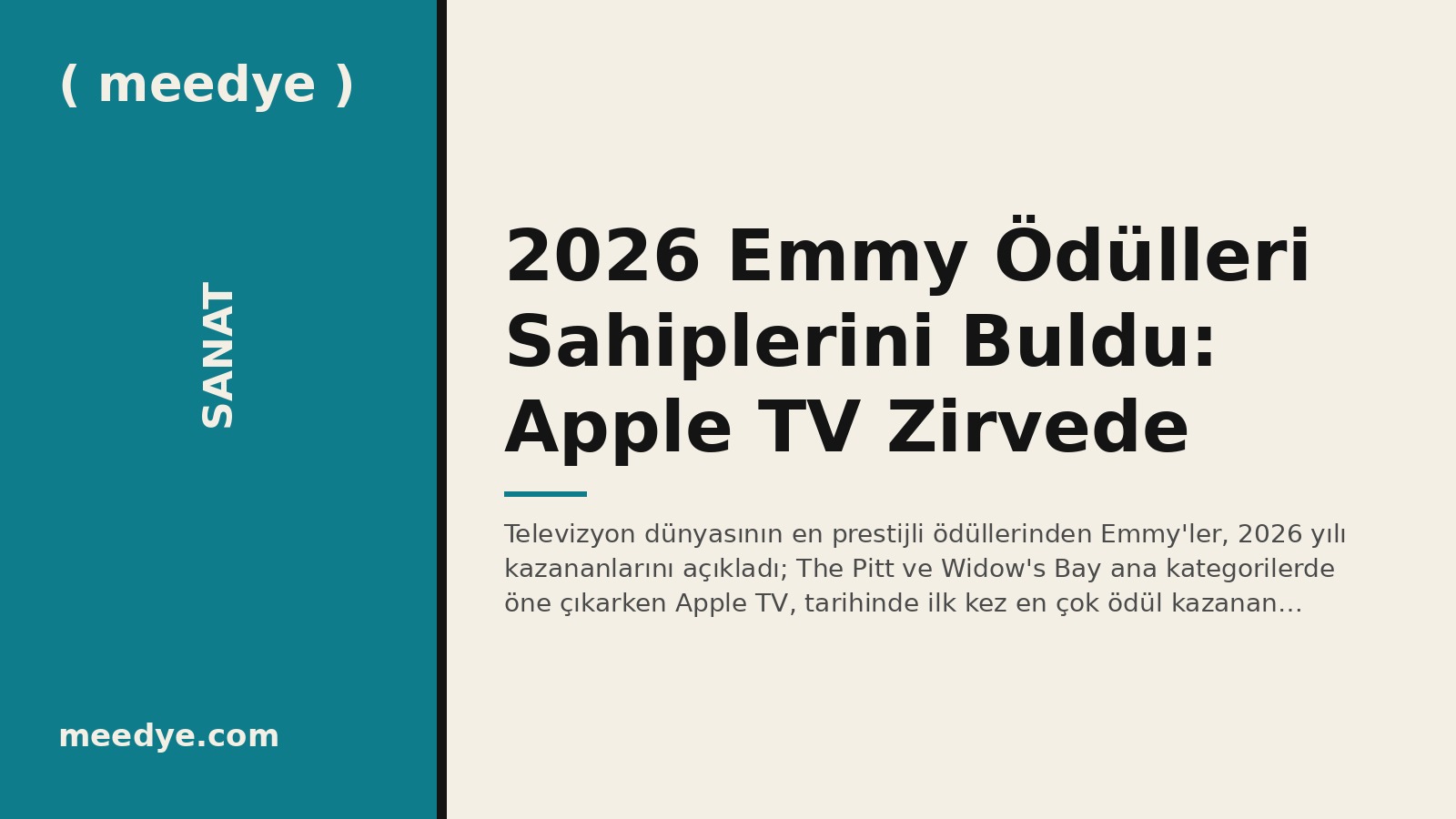 2026 Emmy Ödülleri Sahiplerini Buldu: Apple TV Zirvede — Meedye editoryal görseli