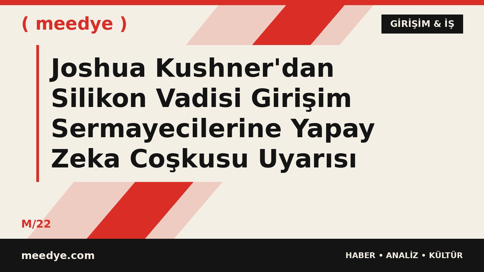 Joshua Kushner'dan Silikon Vadisi Girişim Sermayecilerine Yapay Zeka Coşkusu Uyarısı — Meedye editoryal görseli