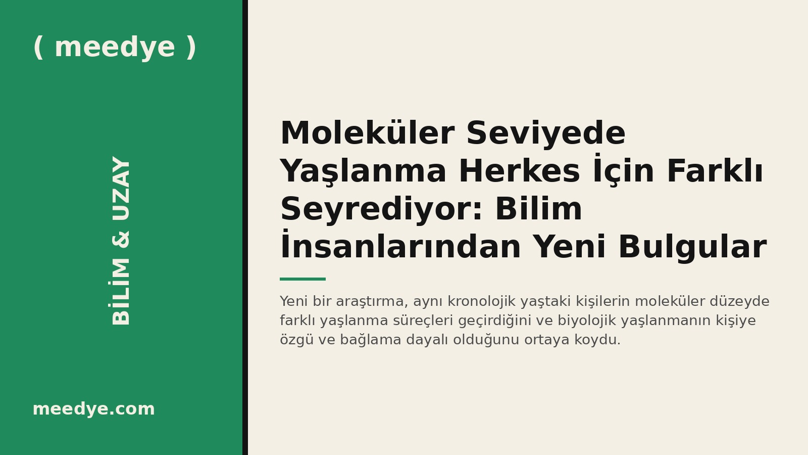 Moleküler Seviyede Yaşlanma Herkes İçin Farklı Seyrediyor: Bilim İnsanlarından Yeni Bulgular — Meedye editoryal görseli
