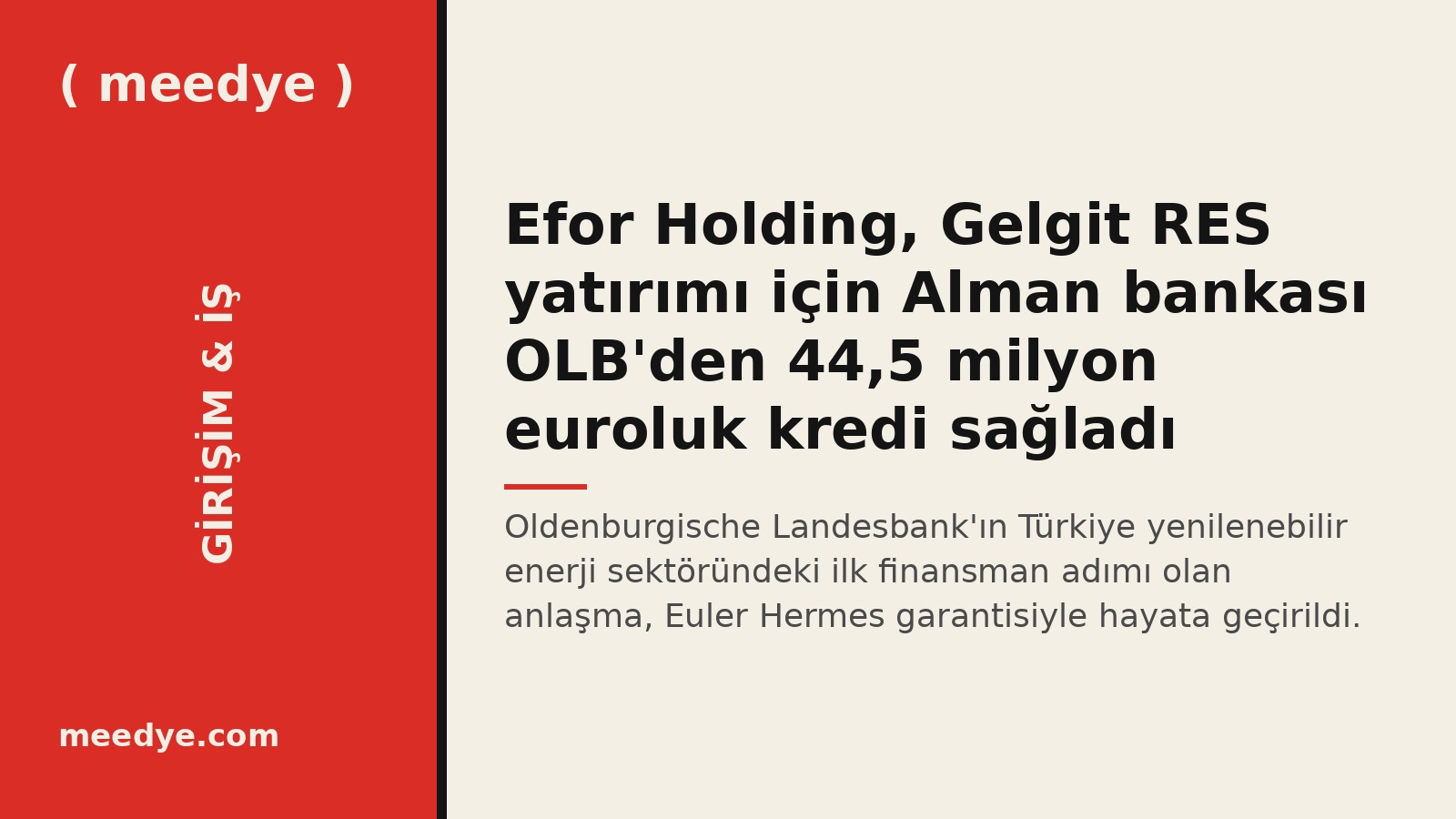 Efor Holding, Gelgit RES yatırımı için Alman bankası OLB'den 44,5 milyon euroluk kredi sağladı — Meedye editoryal görseli