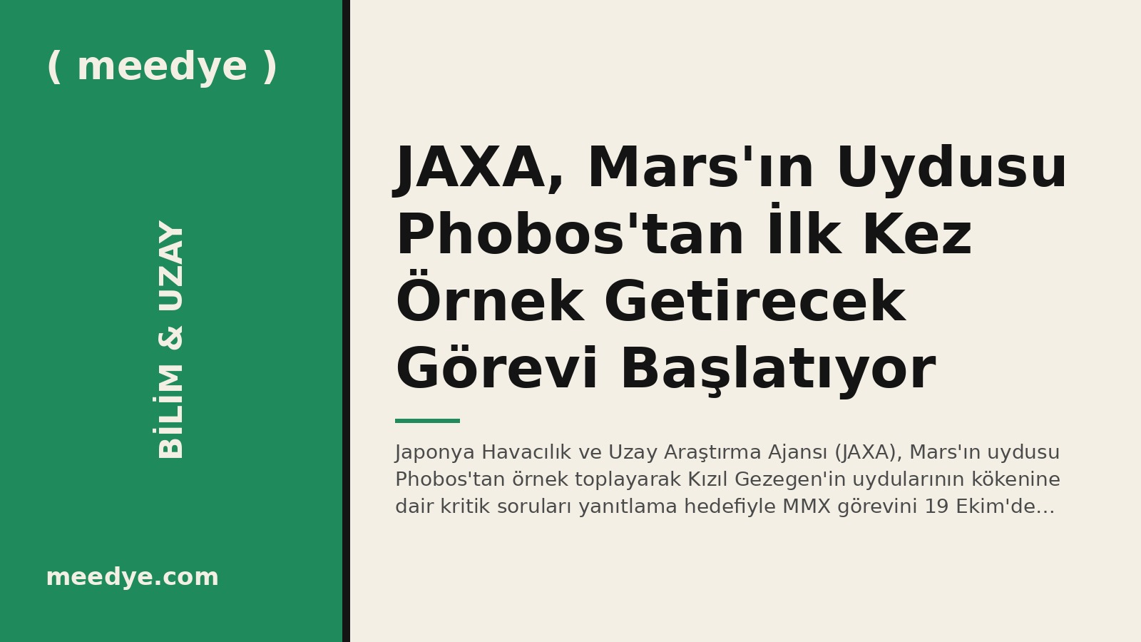 JAXA, Mars'ın Uydusu Phobos'tan İlk Kez Örnek Getirecek Görevi Başlatıyor — Meedye editoryal görseli