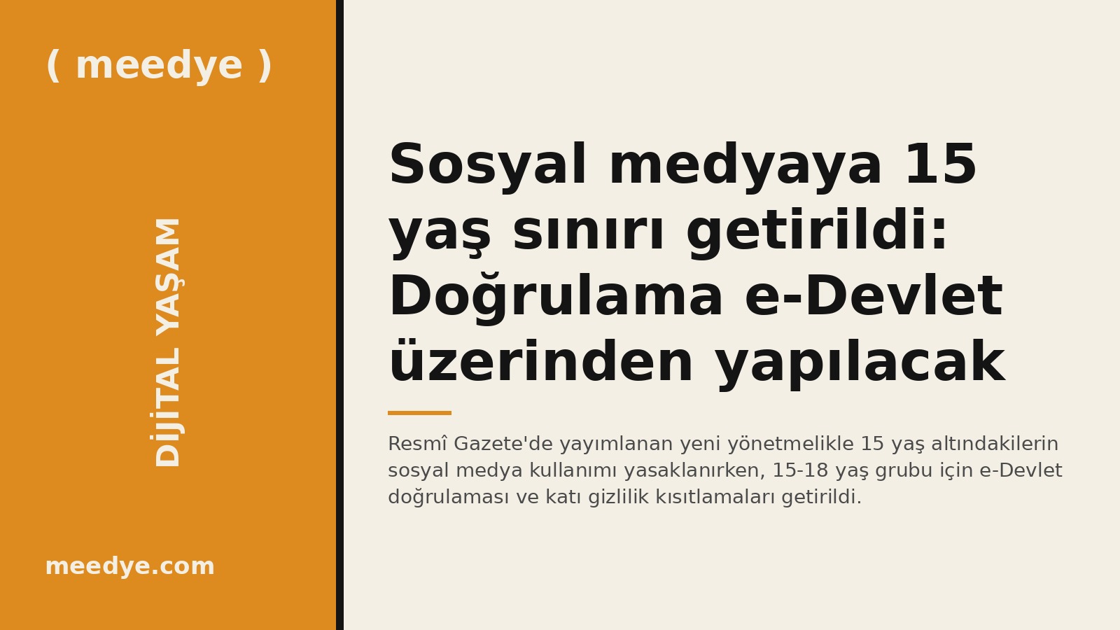 Sosyal medyaya 15 yaş sınırı getirildi: Doğrulama e-Devlet üzerinden yapılacak — Meedye editoryal görseli