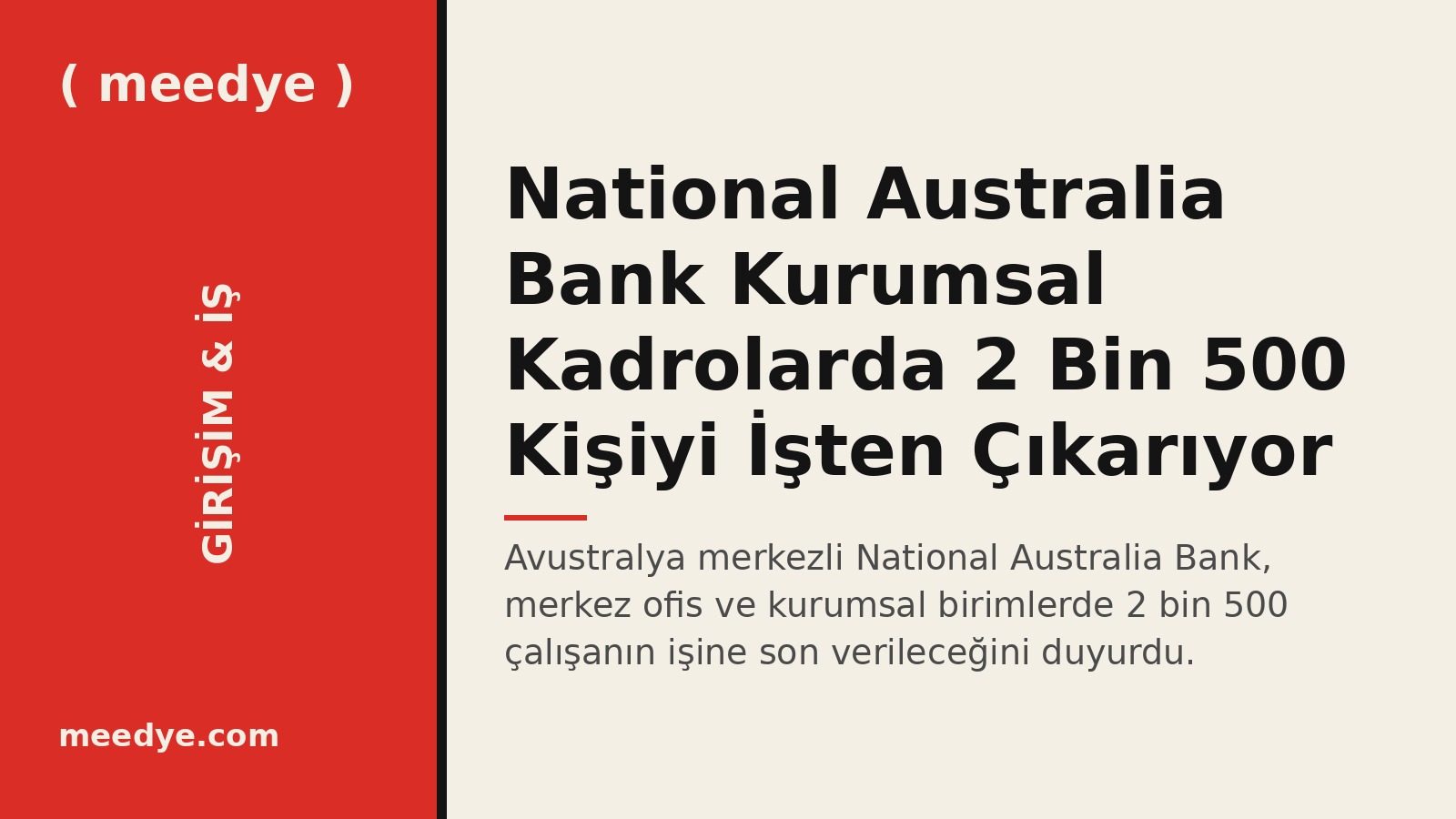National Australia Bank Kurumsal Kadrolarda 2 Bin 500 Kişiyi İşten Çıkarıyor — Meedye editoryal görseli