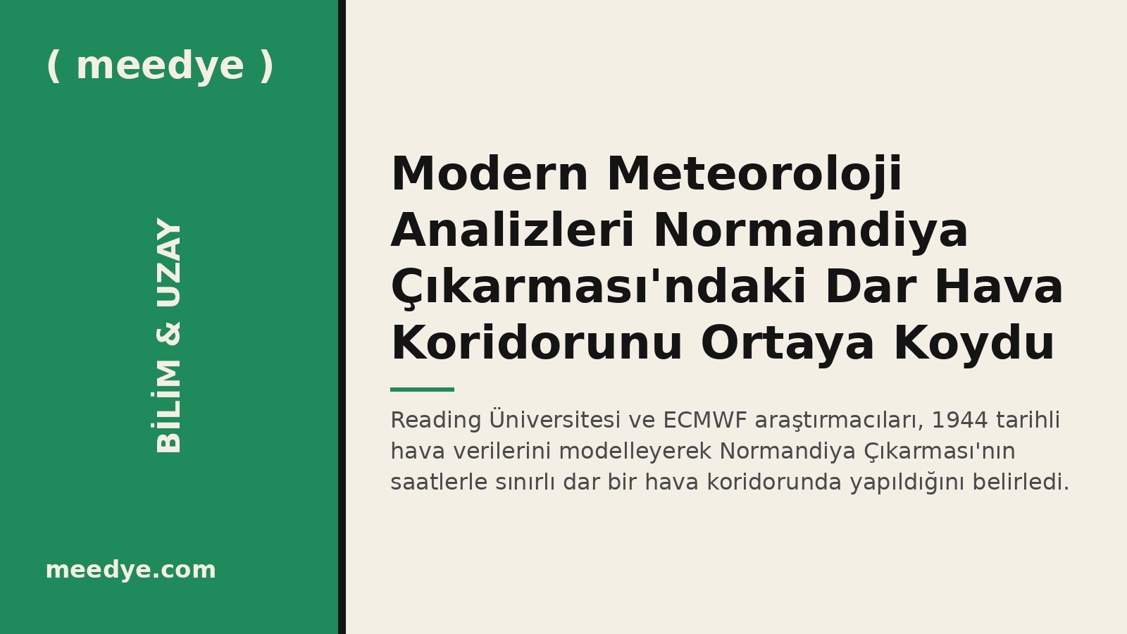 Modern Meteoroloji Analizleri Normandiya Çıkarması'ndaki Dar Hava Koridorunu Ortaya Koydu — Meedye editoryal görseli