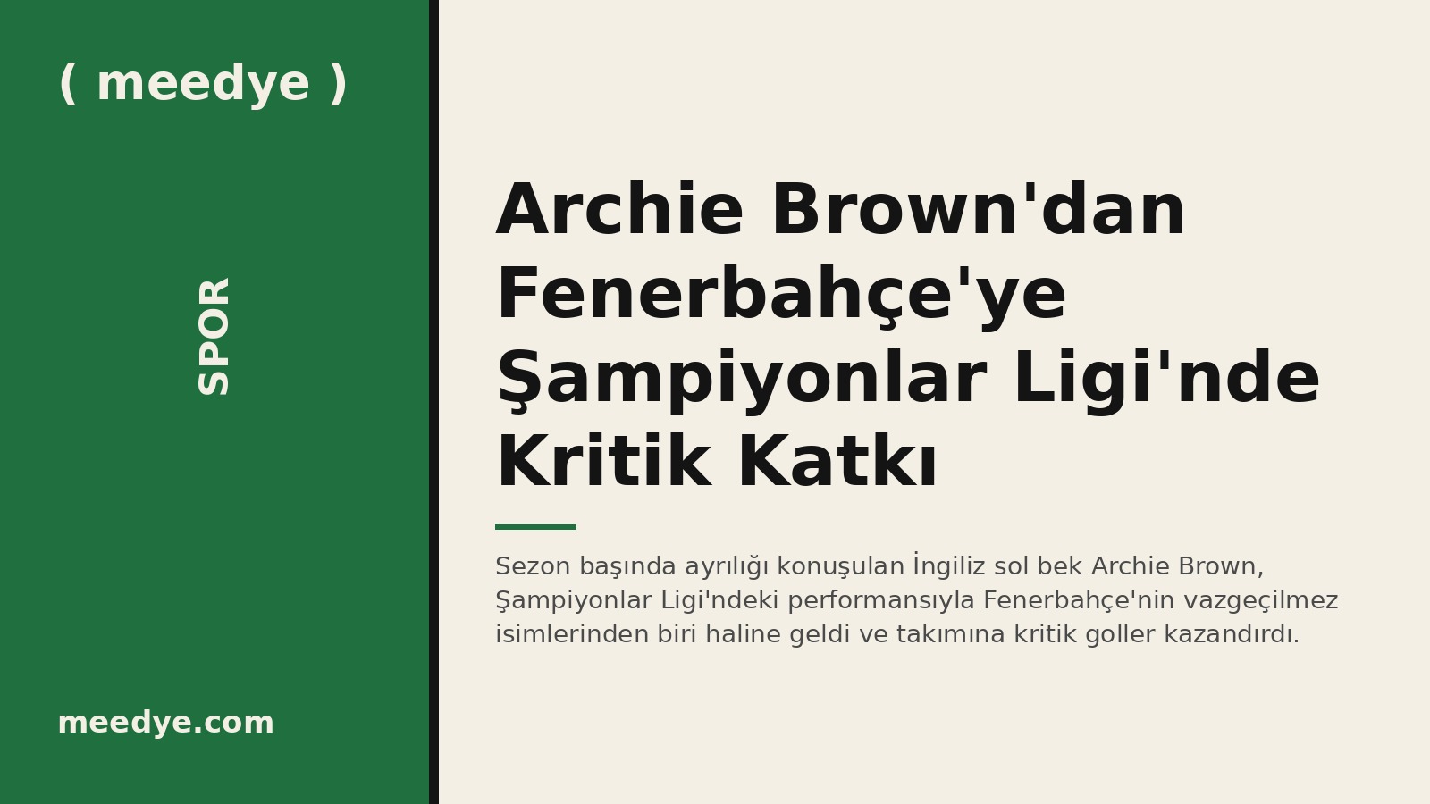 Archie Brown'dan Fenerbahçe'ye Şampiyonlar Ligi'nde Kritik Katkı — Meedye editoryal görseli