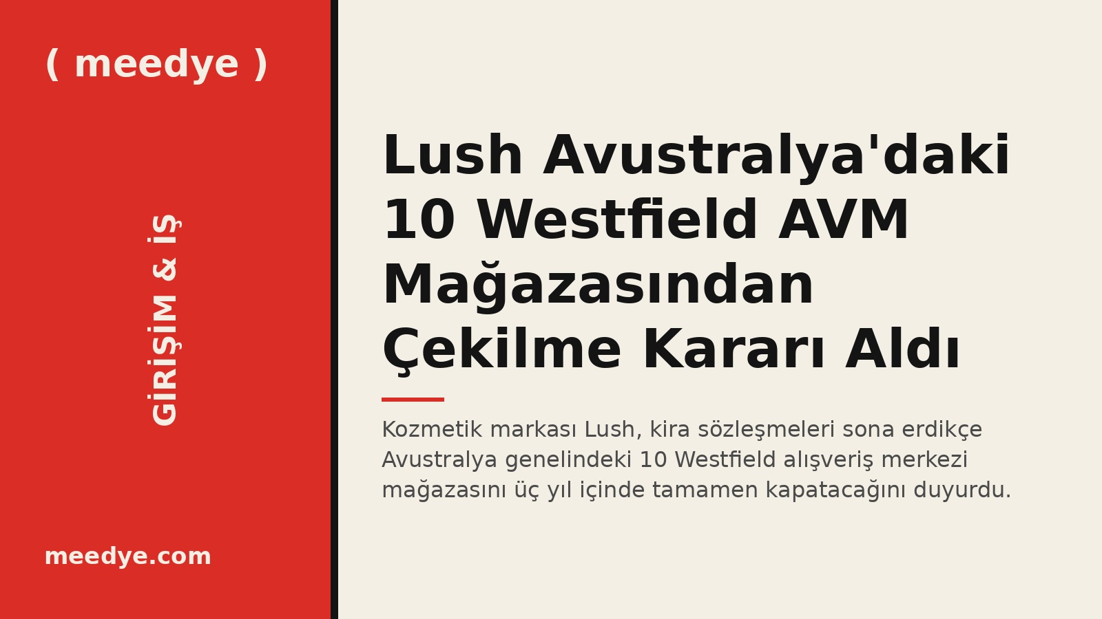Lush Avustralya'daki 10 Westfield AVM Mağazasından Çekilme Kararı Aldı — Meedye editoryal görseli