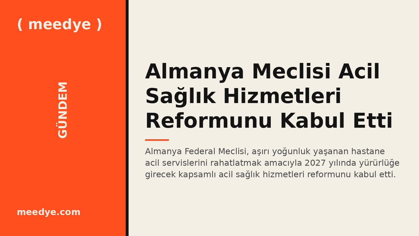 Almanya Meclisi Acil Sağlık Hizmetleri Reformunu Kabul Etti — Meedye editoryal görseli