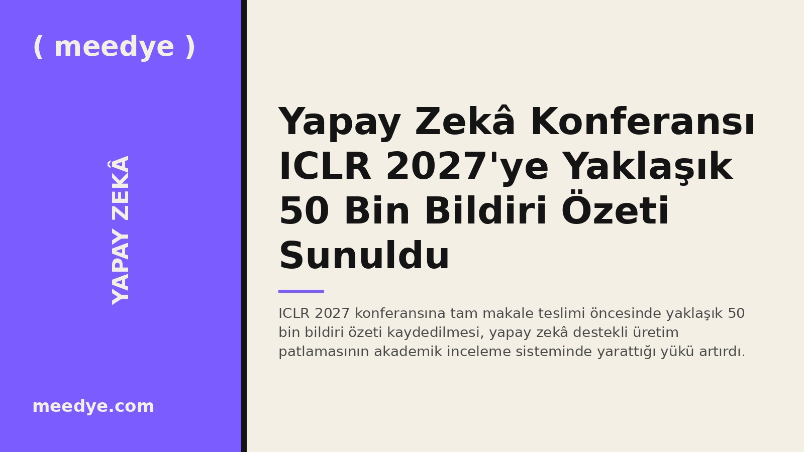 Yapay Zekâ Konferansı ICLR 2027'ye Yaklaşık 50 Bin Bildiri Özeti Sunuldu — Meedye editoryal görseli