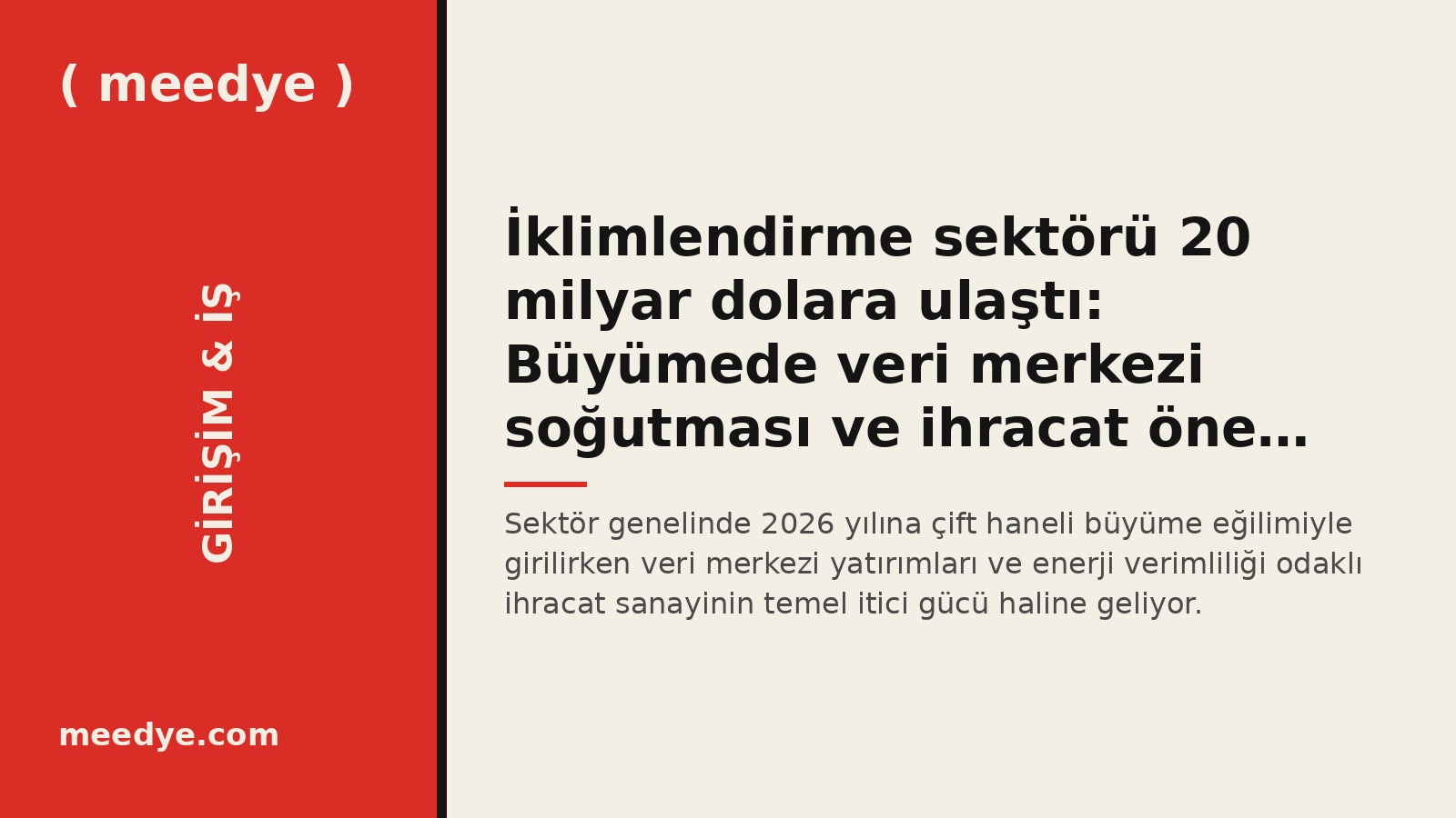 İklimlendirme sektörü 20 milyar dolara ulaştı: Büyümede veri merkezi soğutması ve ihracat öne çıkıyor — Meedye editoryal görseli