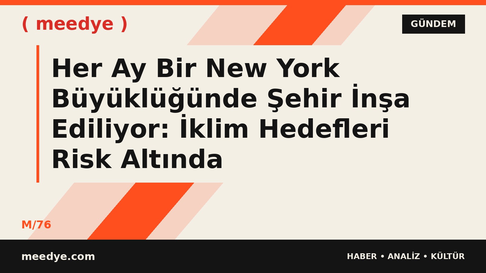 Her Ay Bir New York Büyüklüğünde Şehir İnşa Ediliyor: İklim Hedefleri Risk Altında — Meedye editoryal görseli