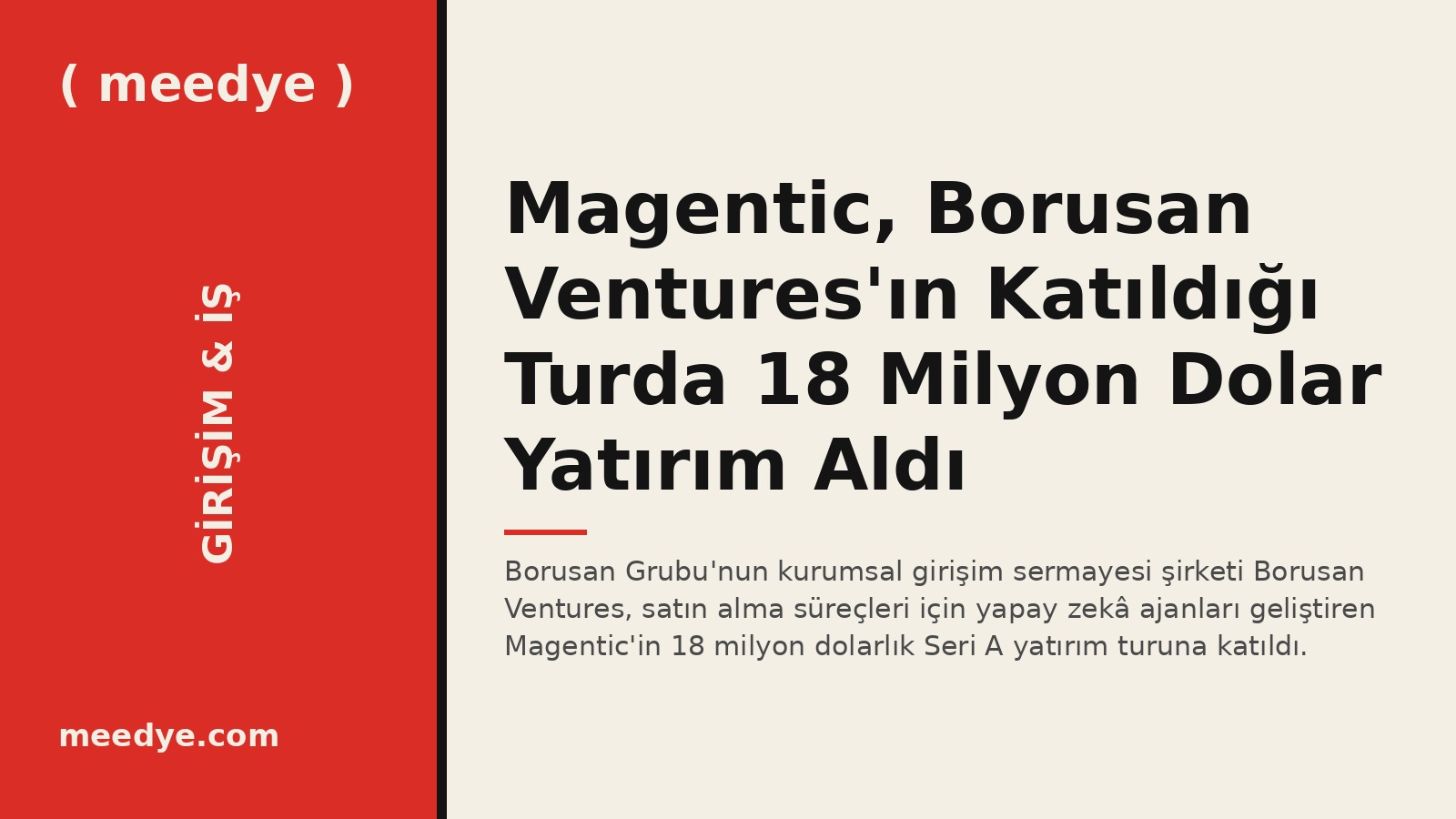 Magentic, Borusan Ventures'ın Katıldığı Turda 18 Milyon Dolar Yatırım Aldı — Meedye editoryal görseli