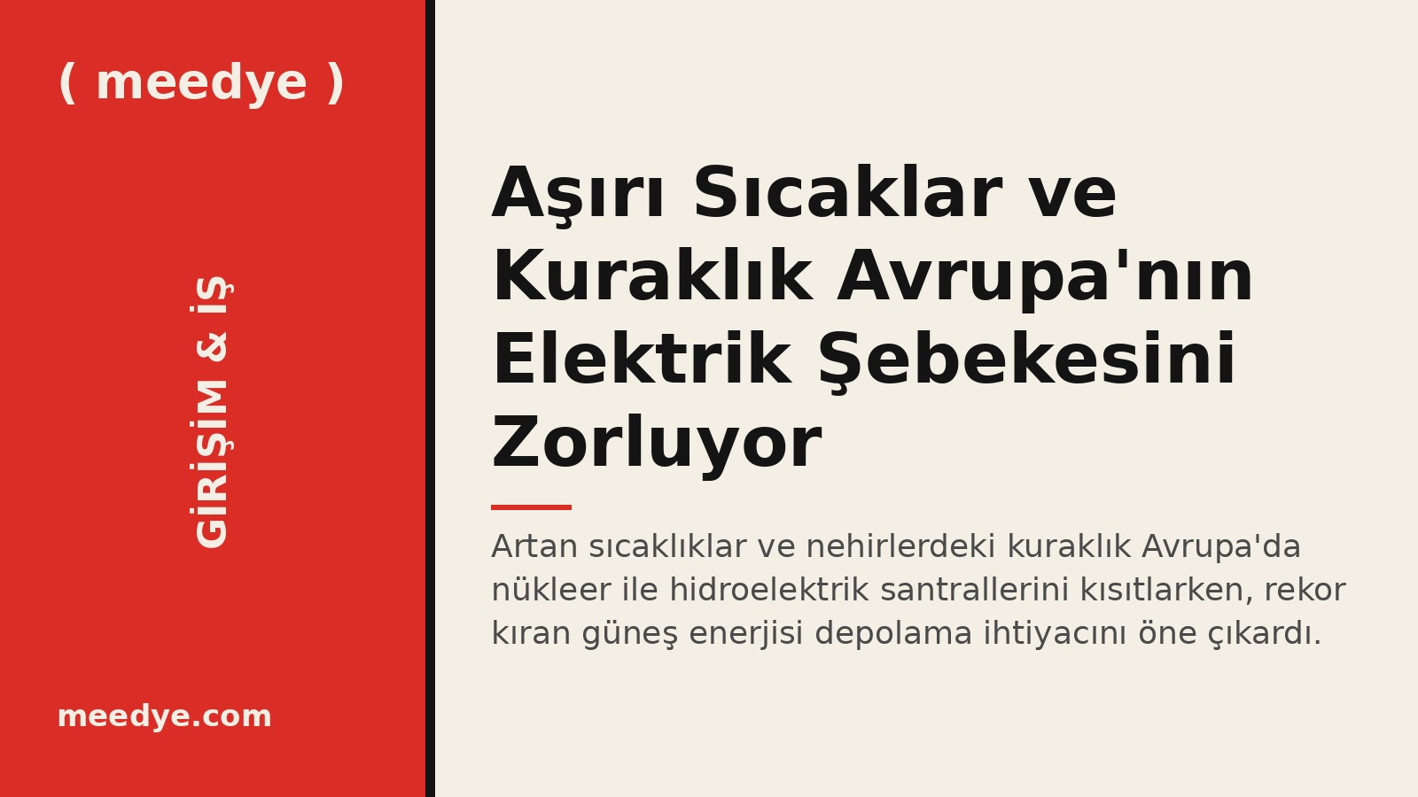 Aşırı Sıcaklar ve Kuraklık Avrupa'nın Elektrik Şebekesini Zorluyor — Meedye editoryal görseli