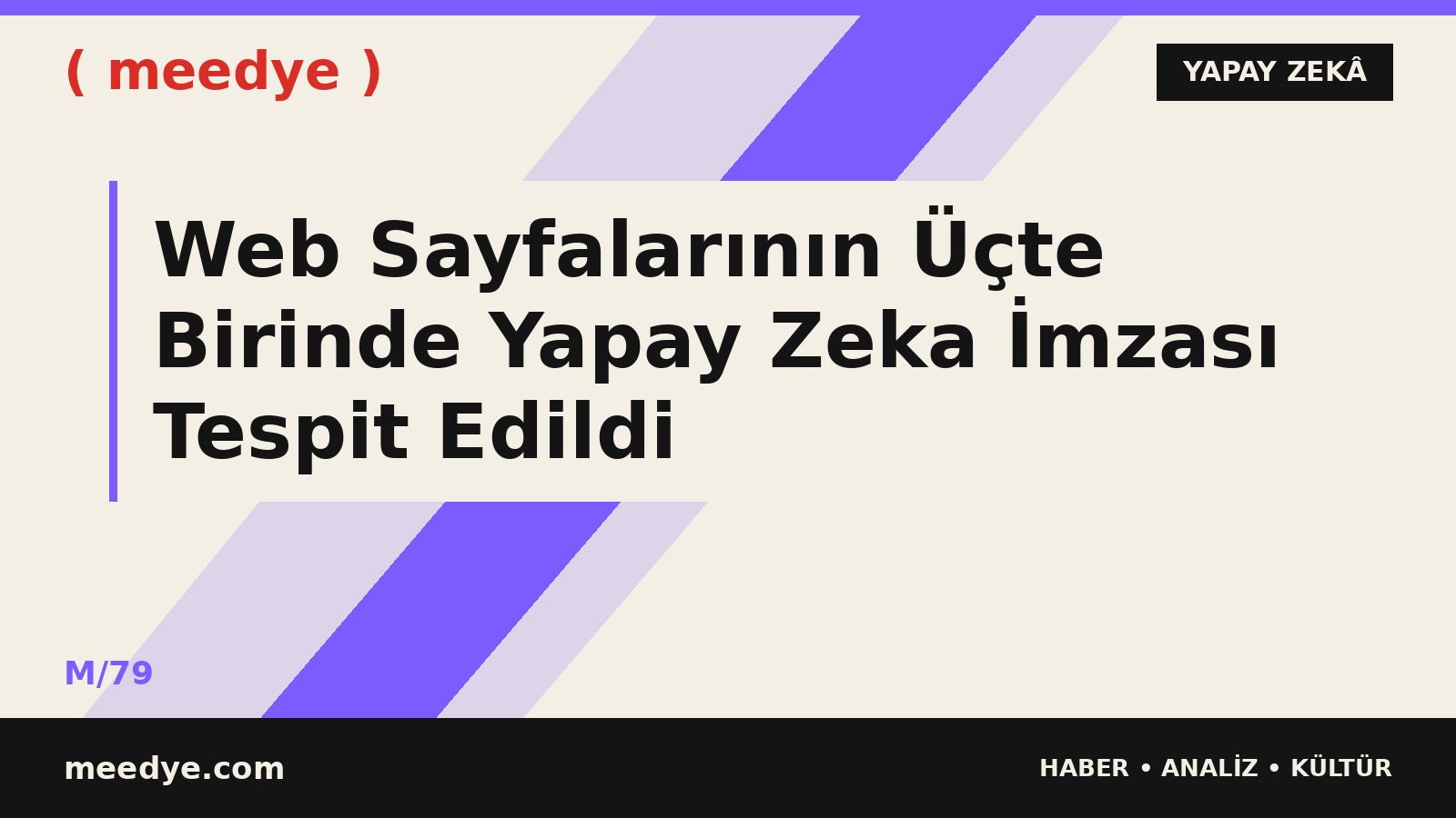 Web Sayfalarının Üçte Birinde Yapay Zeka İmzası Tespit Edildi — Meedye editoryal görseli