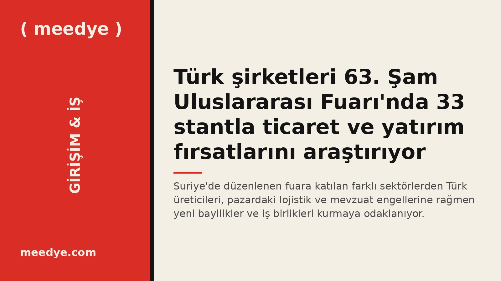 Türk şirketleri 63. Şam Uluslararası Fuarı'nda 33 stantla ticaret ve yatırım fırsatlarını araştırıyor — Meedye editoryal görseli