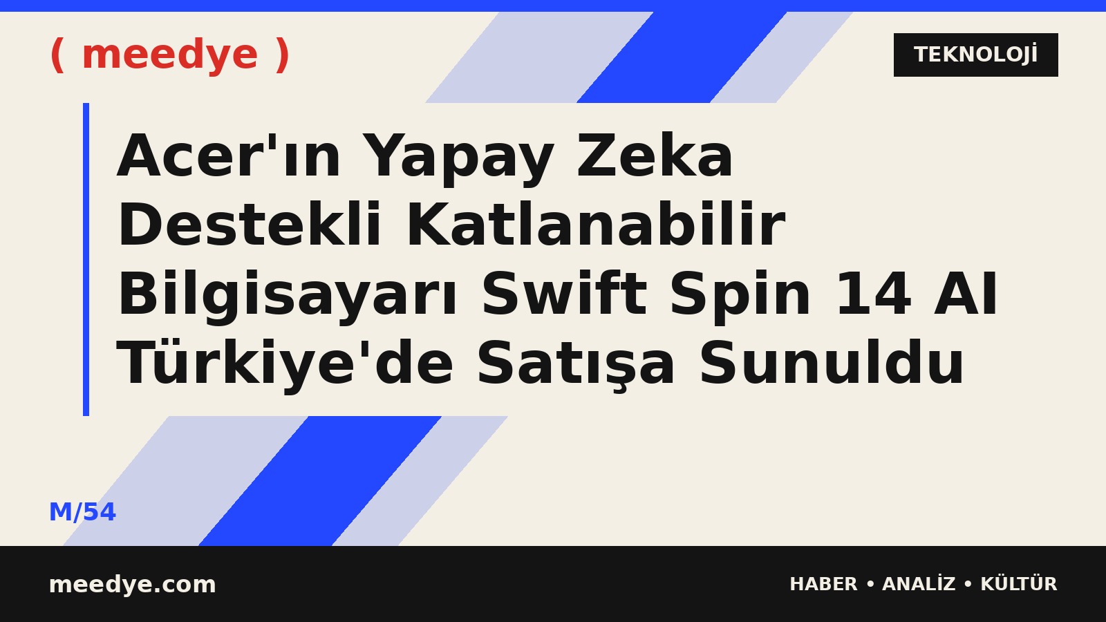 Acer'ın Yapay Zeka Destekli Katlanabilir Bilgisayarı Swift Spin 14 AI Türkiye'de Satışa Sunuldu — Meedye editoryal görseli