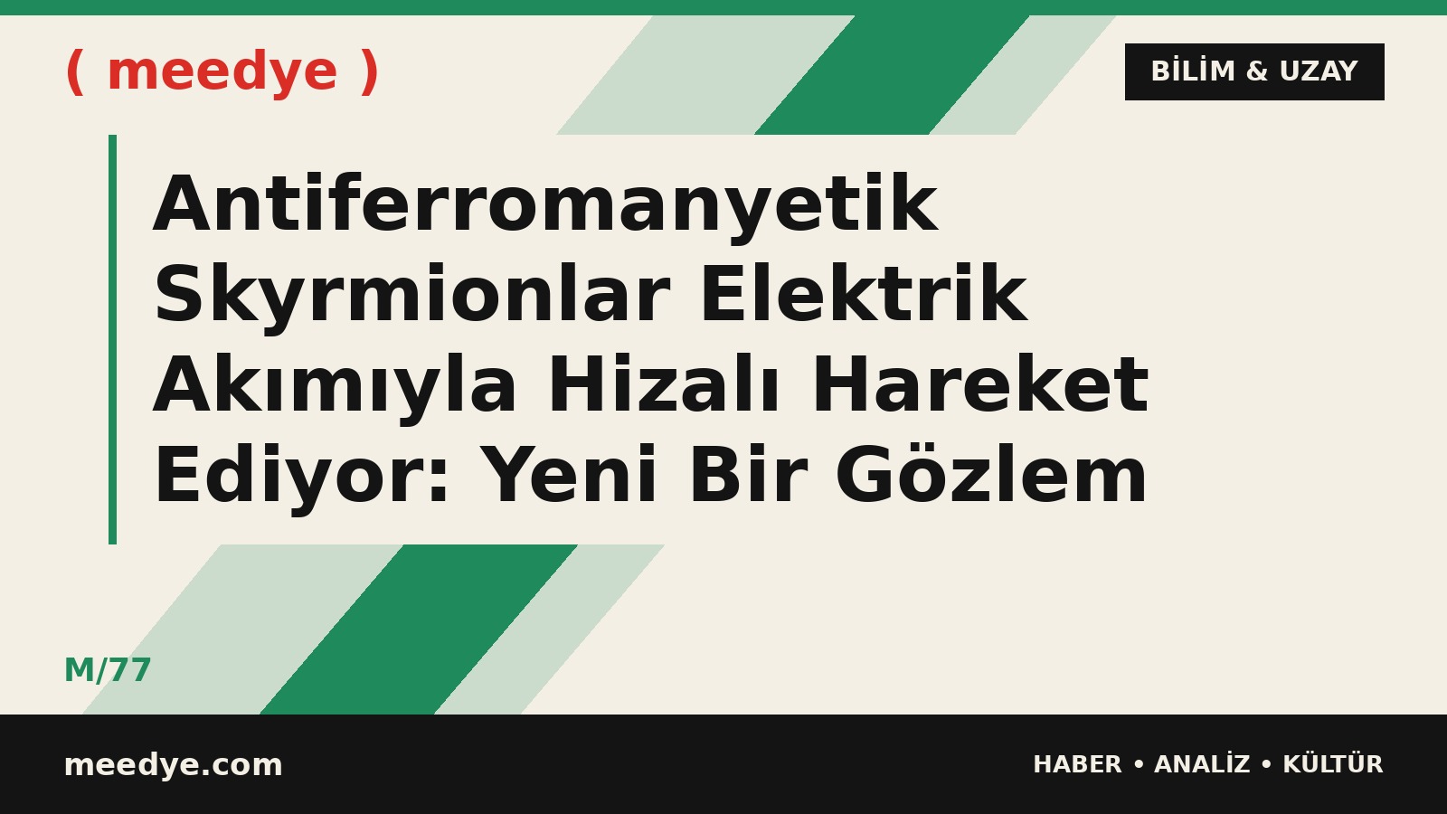 Antiferromanyetik Skyrmionlar Elektrik Akımıyla Hizalı Hareket Ediyor: Yeni Bir Gözlem — Meedye editoryal görseli