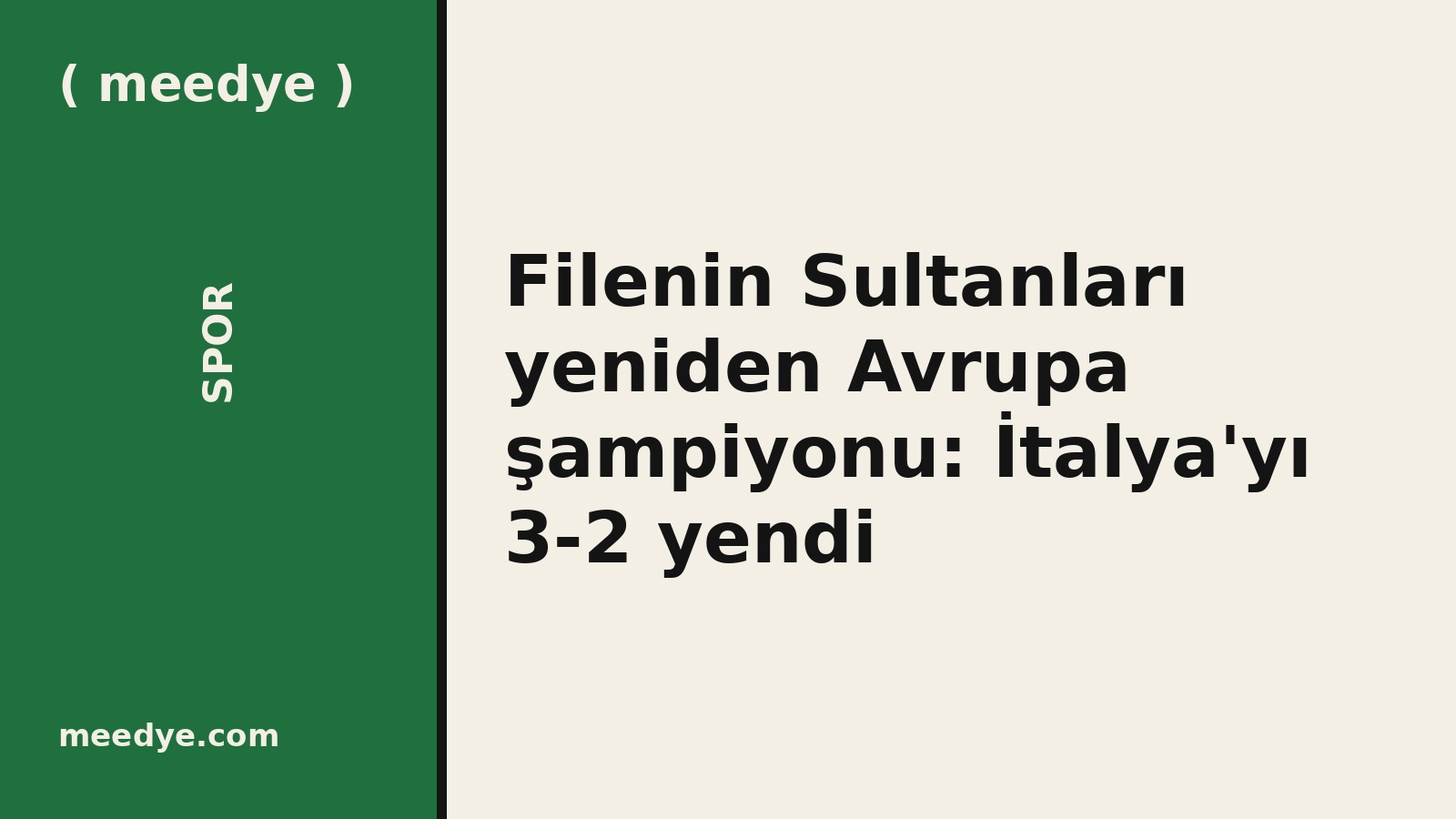 Filenin Sultanları yeniden Avrupa şampiyonu: İtalya'yı 3-2 yendi — Meedye editoryal görseli