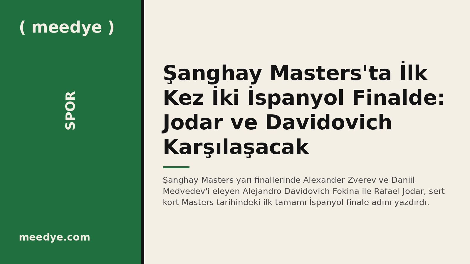 Şanghay Masters'ta İlk Kez İki İspanyol Finalde: Jodar ve Davidovich Karşılaşacak — Meedye editoryal görseli