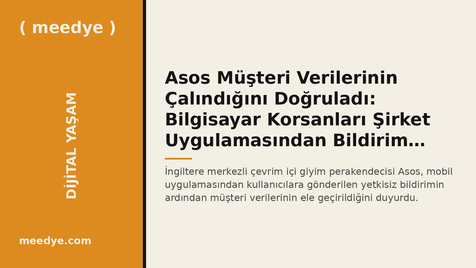 Asos Müşteri Verilerinin Çalındığını Doğruladı: Bilgisayar Korsanları Şirket Uygulamasından Bildirim Gönderdi — Meedye editoryal görseli