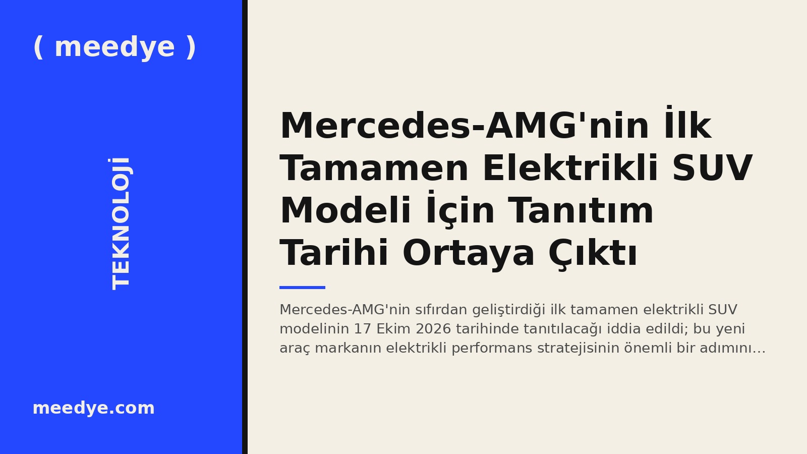Mercedes-AMG'nin İlk Tamamen Elektrikli SUV Modeli İçin Tanıtım Tarihi Ortaya Çıktı — Meedye editoryal görseli