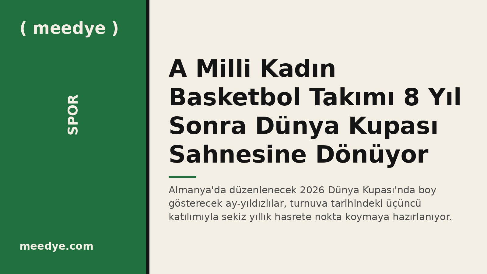 A Milli Kadın Basketbol Takımı 8 Yıl Sonra Dünya Kupası Sahnesine Dönüyor — Meedye editoryal görseli