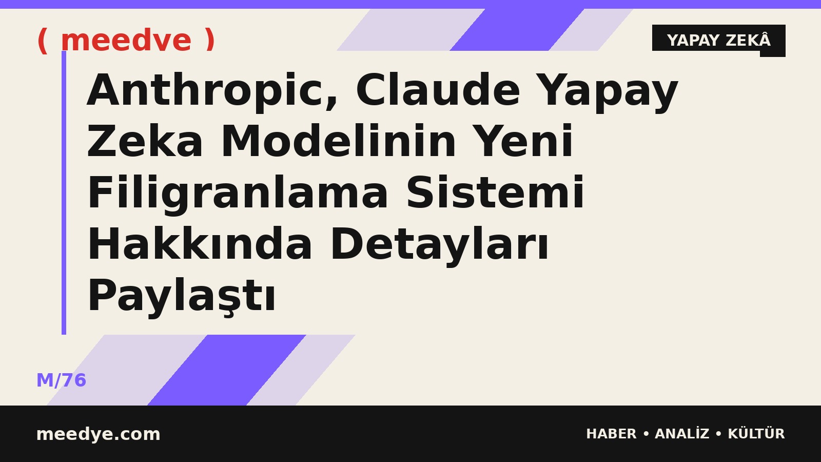 Anthropic, Claude Yapay Zeka Modelinin Yeni Filigranlama Sistemi Hakkında Detayları Paylaştı — Meedye editoryal görseli