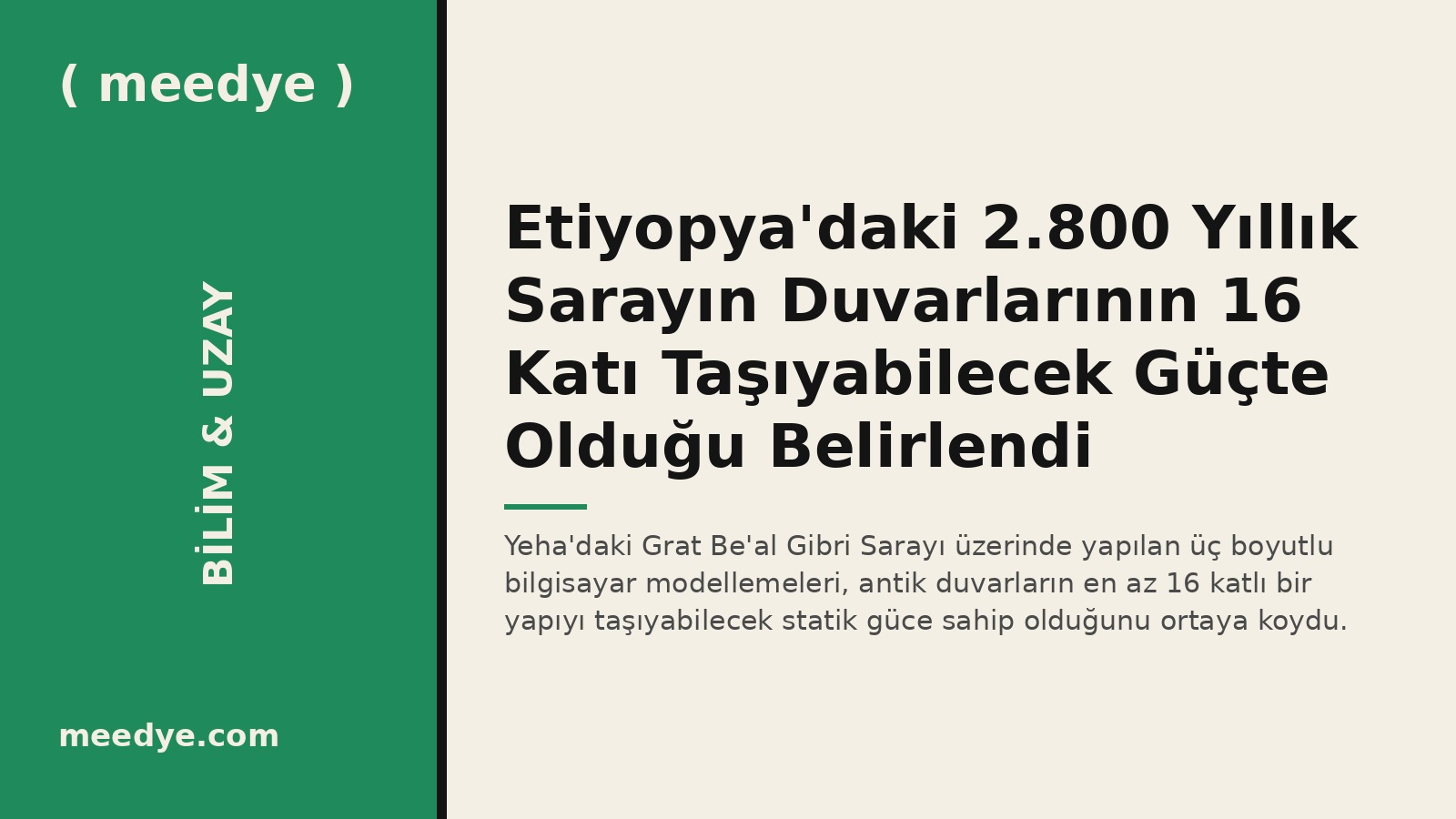 Etiyopya'daki 2.800 Yıllık Sarayın Duvarlarının 16 Katı Taşıyabilecek Güçte Olduğu Belirlendi — Meedye editoryal görseli