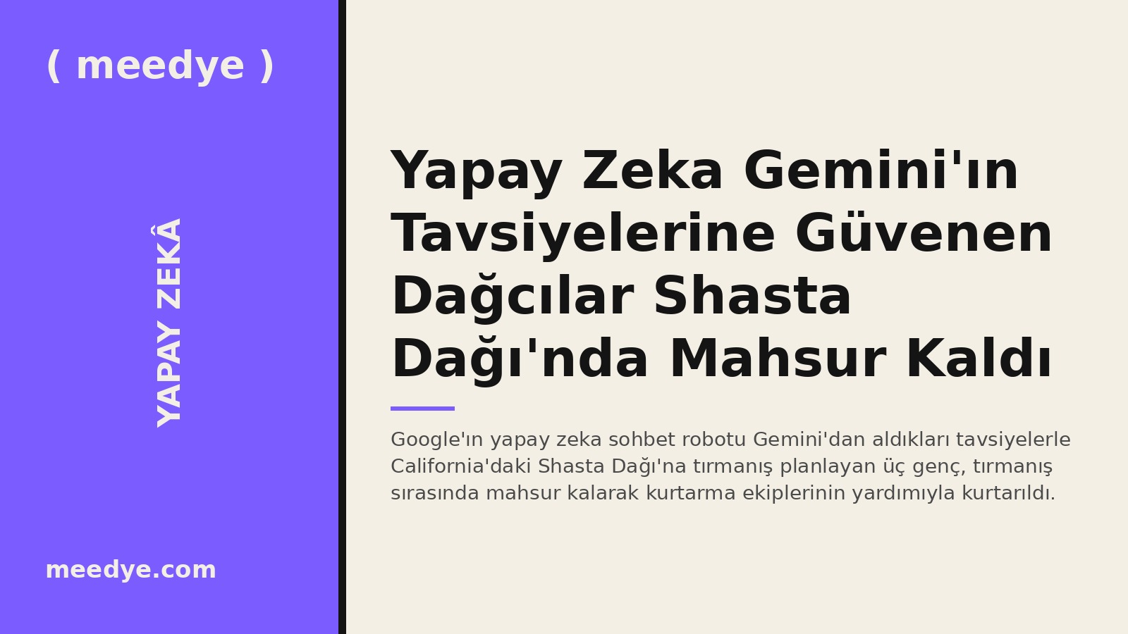 Yapay Zeka Gemini'ın Tavsiyelerine Güvenen Dağcılar Shasta Dağı'nda Mahsur Kaldı — Meedye editoryal görseli