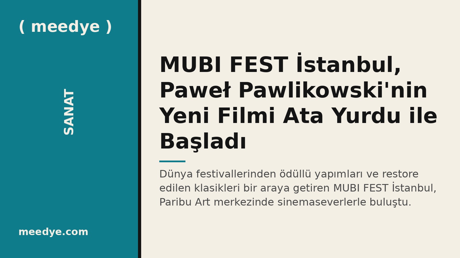 MUBI FEST İstanbul, Paweł Pawlikowski'nin Yeni Filmi Ata Yurdu ile Başladı — Meedye editoryal görseli