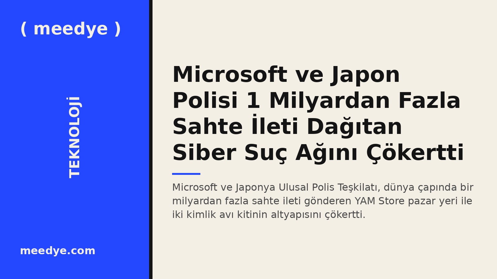 Microsoft ve Japon Polisi 1 Milyardan Fazla Sahte İleti Dağıtan Siber Suç Ağını Çökertti — Meedye editoryal görseli