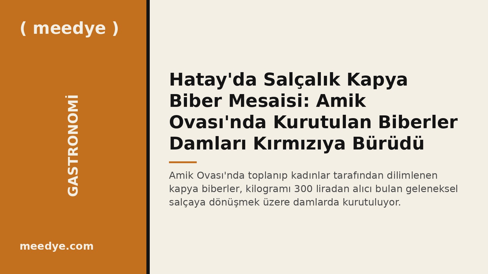 Hatay'da Salçalık Kapya Biber Mesaisi: Amik Ovası'nda Kurutulan Biberler Damları Kırmızıya Bürüdü — Meedye editoryal görseli
