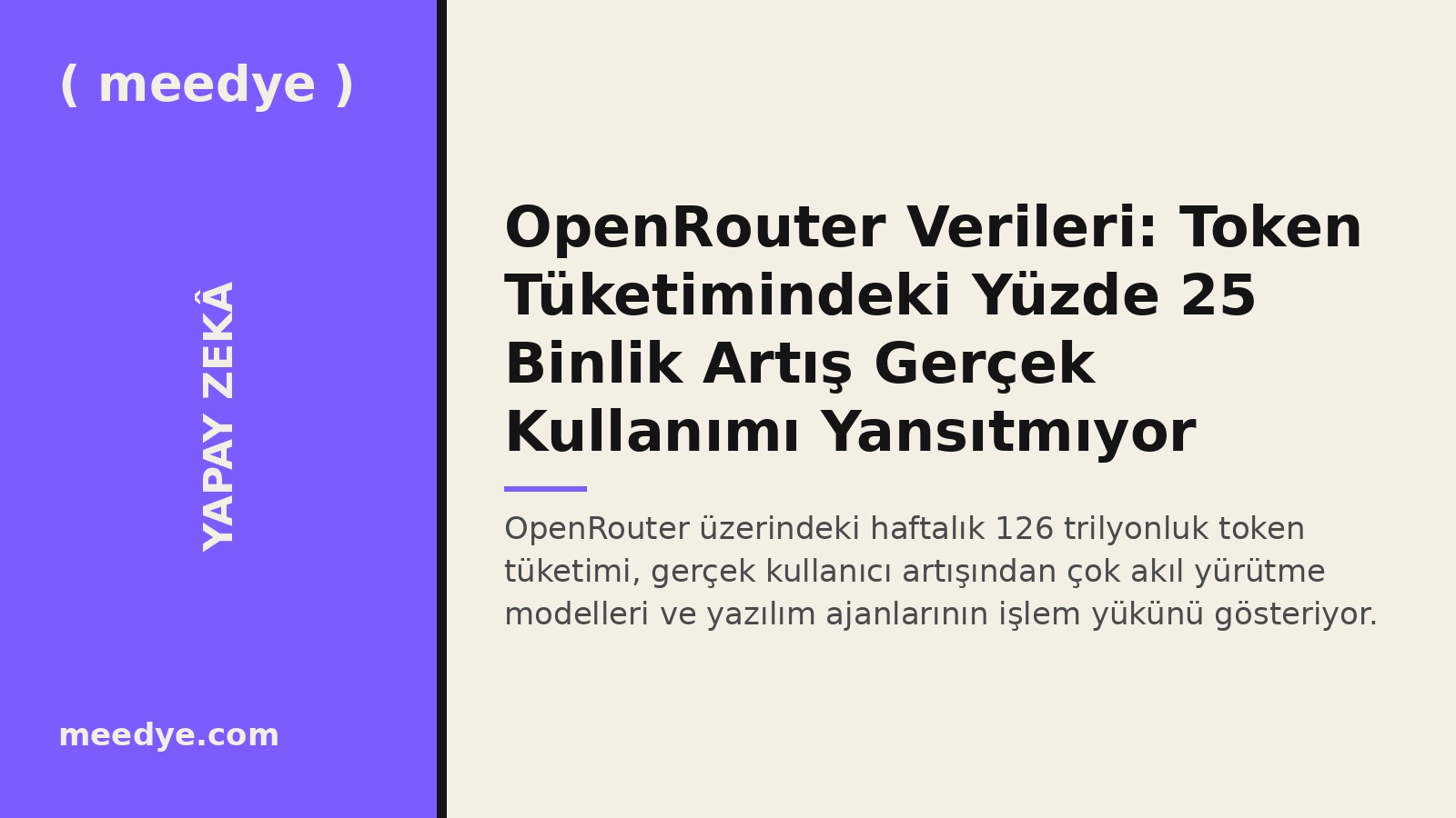 OpenRouter Verileri: Token Tüketimindeki Yüzde 25 Binlik Artış Gerçek Kullanımı Yansıtmıyor — Meedye editoryal görseli