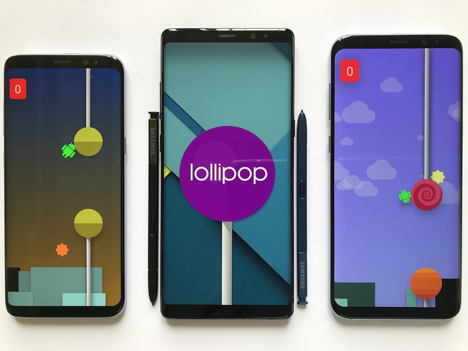 Android Lollipop sürümündeki Android Paskalya yumurtası (Easter egg) özelliğini gösteren arşiv görseli.
