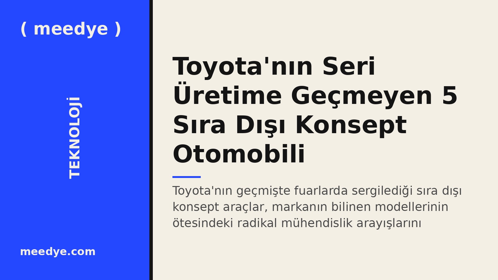 Toyota'nın Seri Üretime Geçmeyen 5 Sıra Dışı Konsept Otomobili — Meedye editoryal görseli