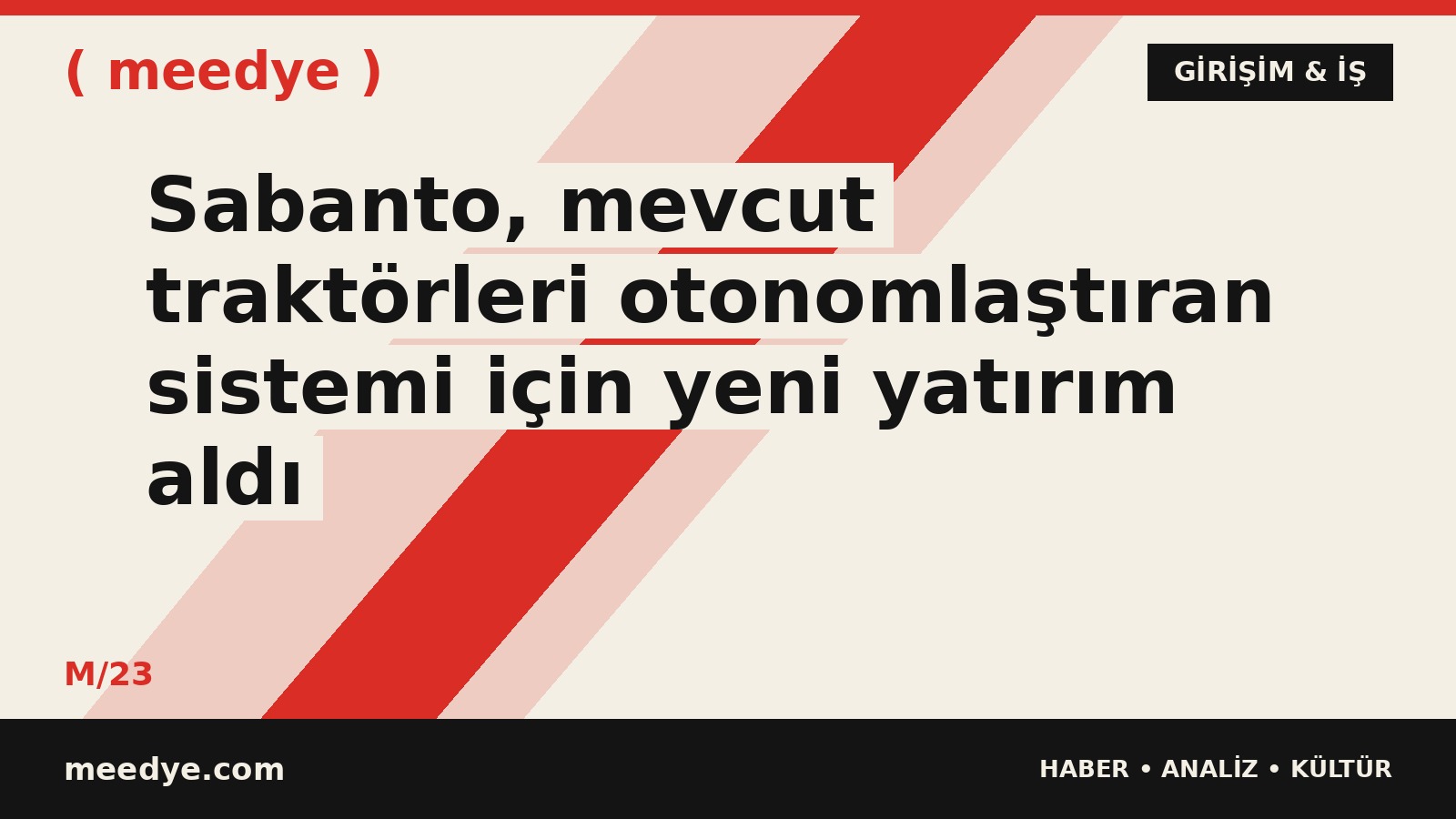 Sabanto, mevcut traktörleri otonomlaştıran sistemi için yeni yatırım aldı — Meedye editoryal görseli