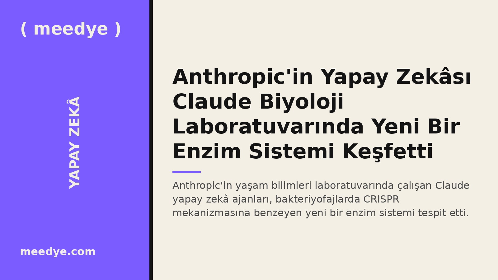 Anthropic'in Yapay Zekâsı Claude Biyoloji Laboratuvarında Yeni Bir Enzim Sistemi Keşfetti — Meedye editoryal görseli