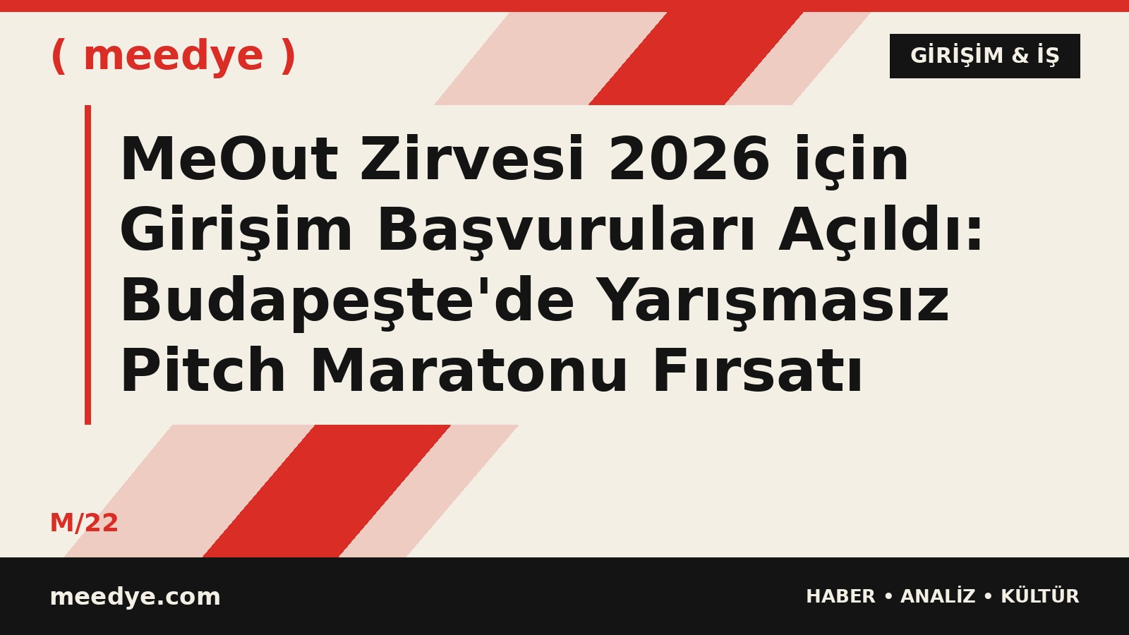 MeOut Zirvesi 2026 için Girişim Başvuruları Açıldı: Budapeşte'de Yarışmasız Pitch Maratonu Fırsatı — Meedye editoryal görseli