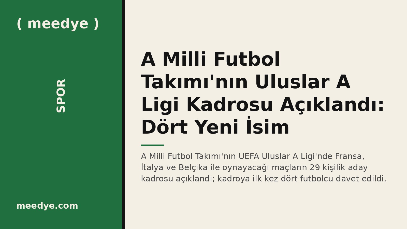 A Milli Futbol Takımı'nın Uluslar A Ligi Kadrosu Açıklandı: Dört Yeni İsim — Meedye editoryal görseli