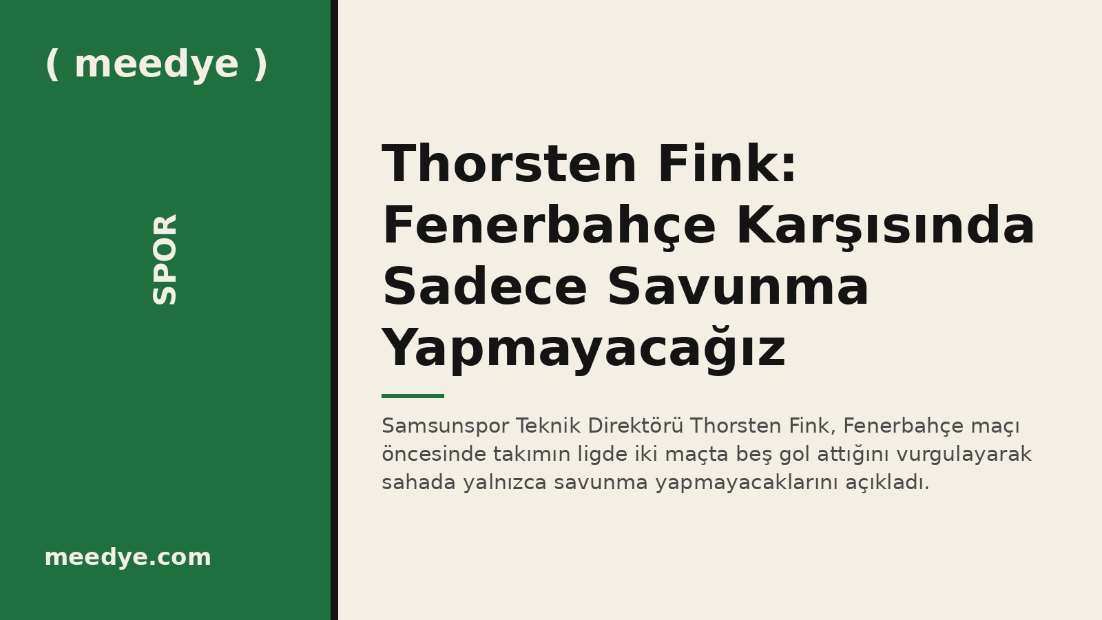 Thorsten Fink: Fenerbahçe Karşısında Sadece Savunma Yapmayacağız — Meedye editoryal görseli